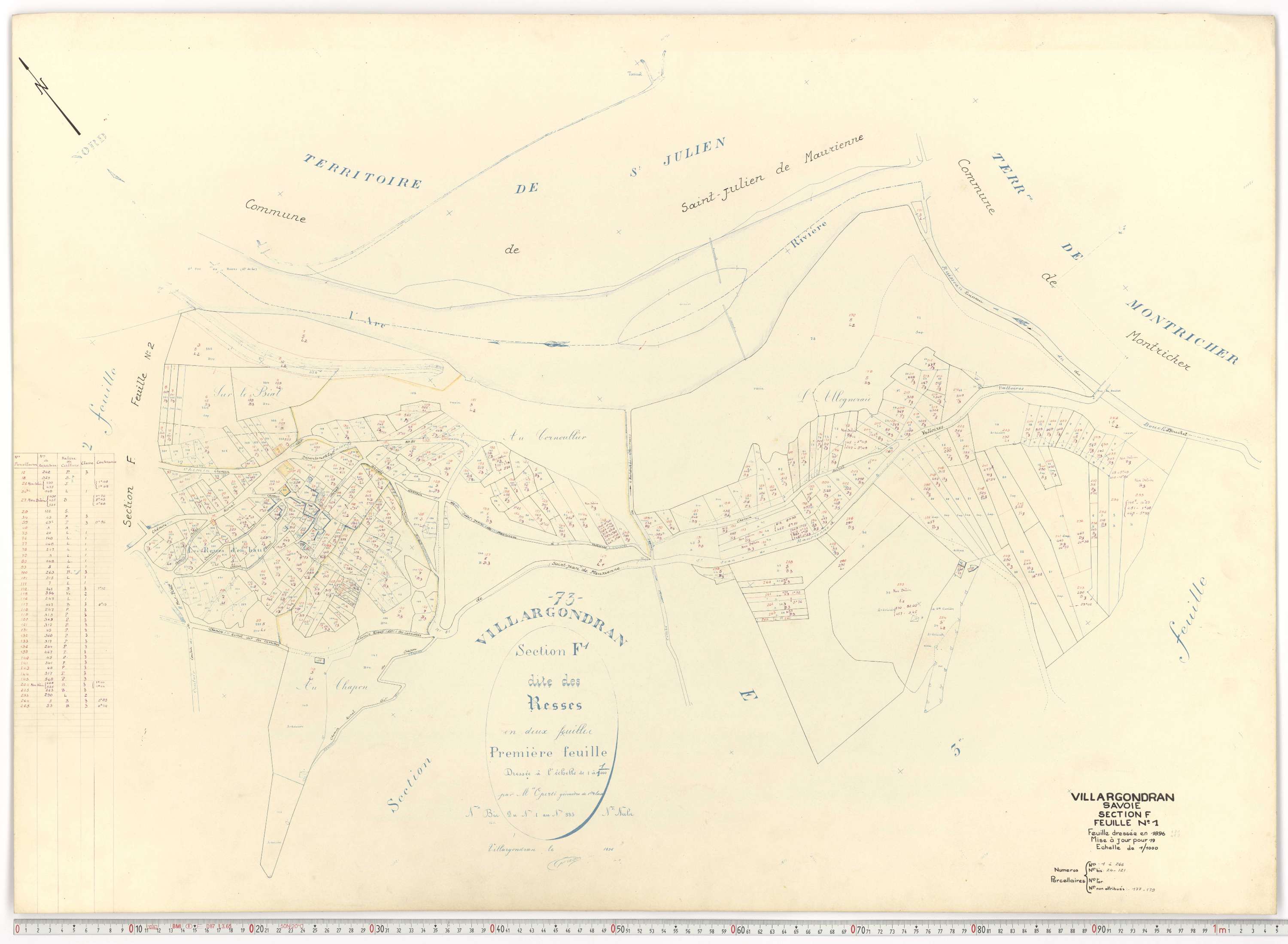 Villargondran - Plans cadastraux du cadastre rénové.