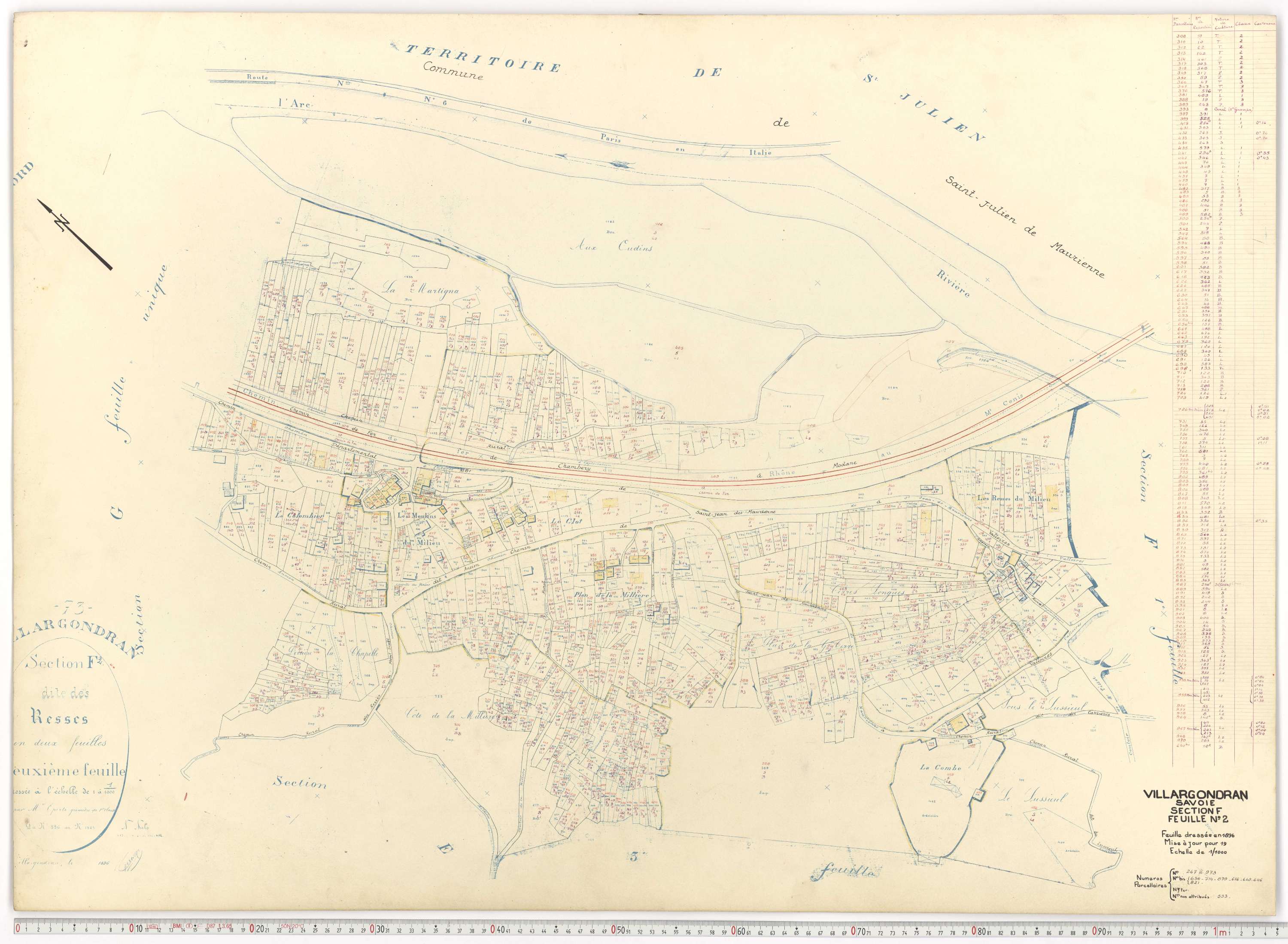 Villargondran - Plans cadastraux du cadastre rénové.