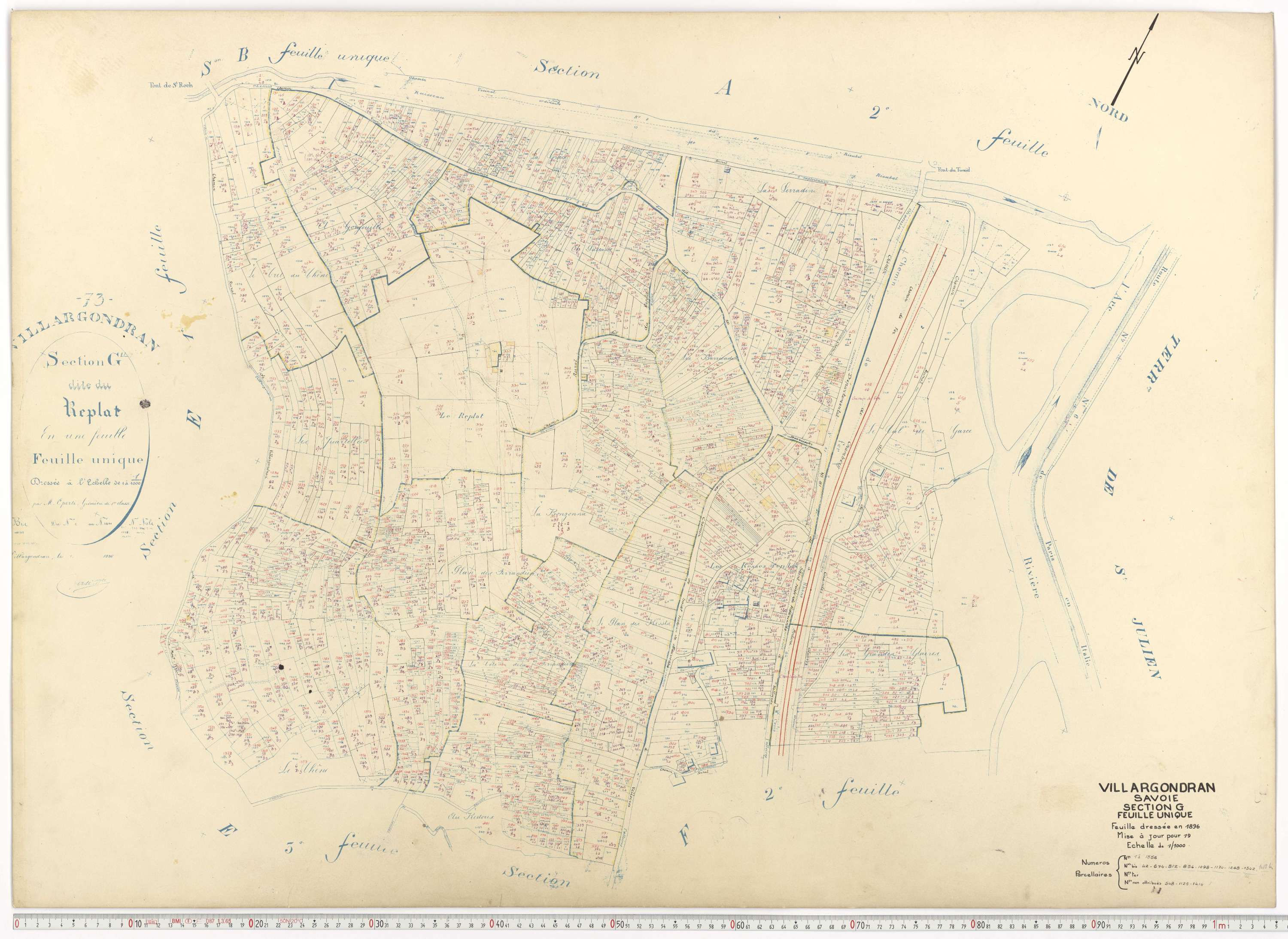 Villargondran - Plans cadastraux du cadastre rénové.