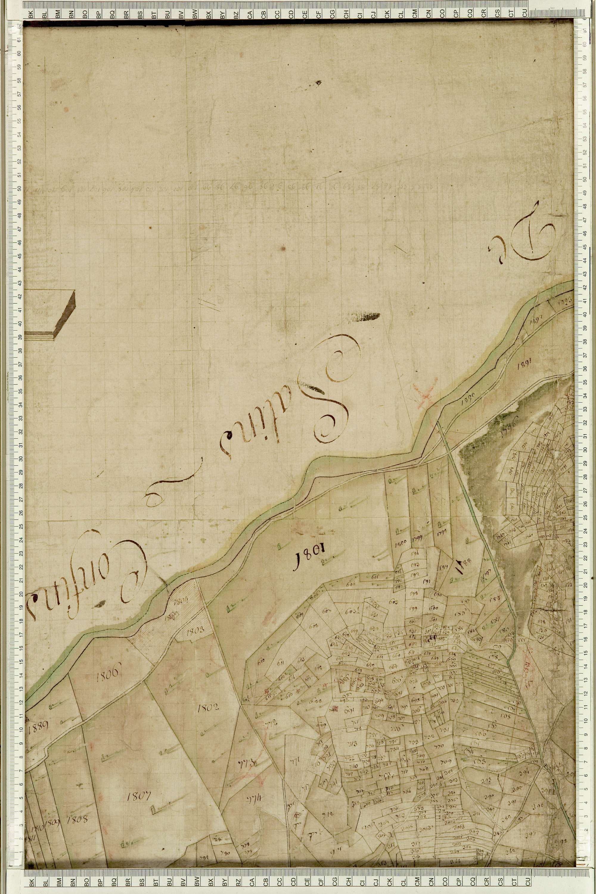Villarlurin - Copie de la mappe originale (plan cadastral) de la commune de Villard-Lurin. Signée Cocelli, directeur de la péréquation.