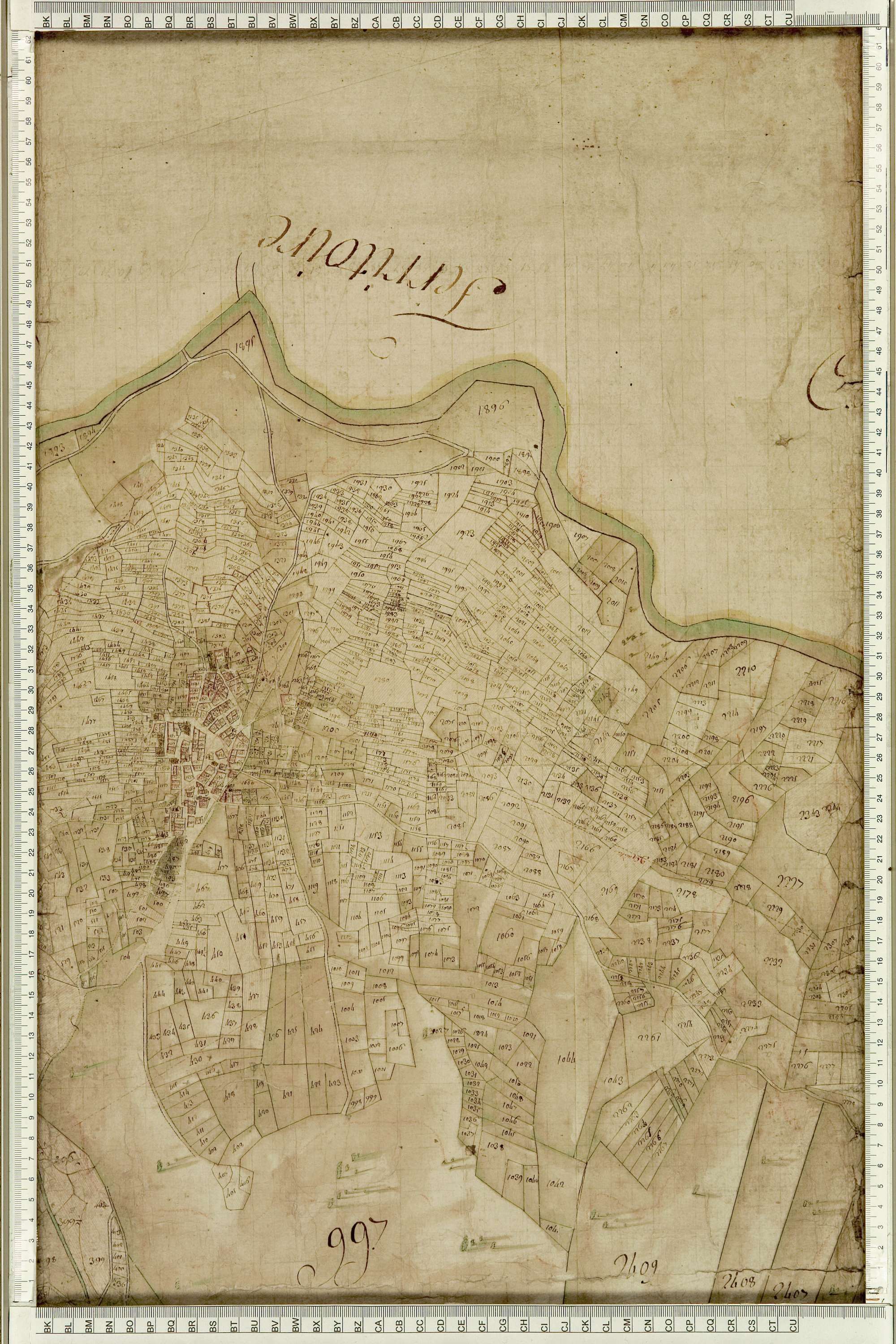 Villarlurin - Copie de la mappe originale (plan cadastral) de la commune de Villard-Lurin. Signée Cocelli, directeur de la péréquation.