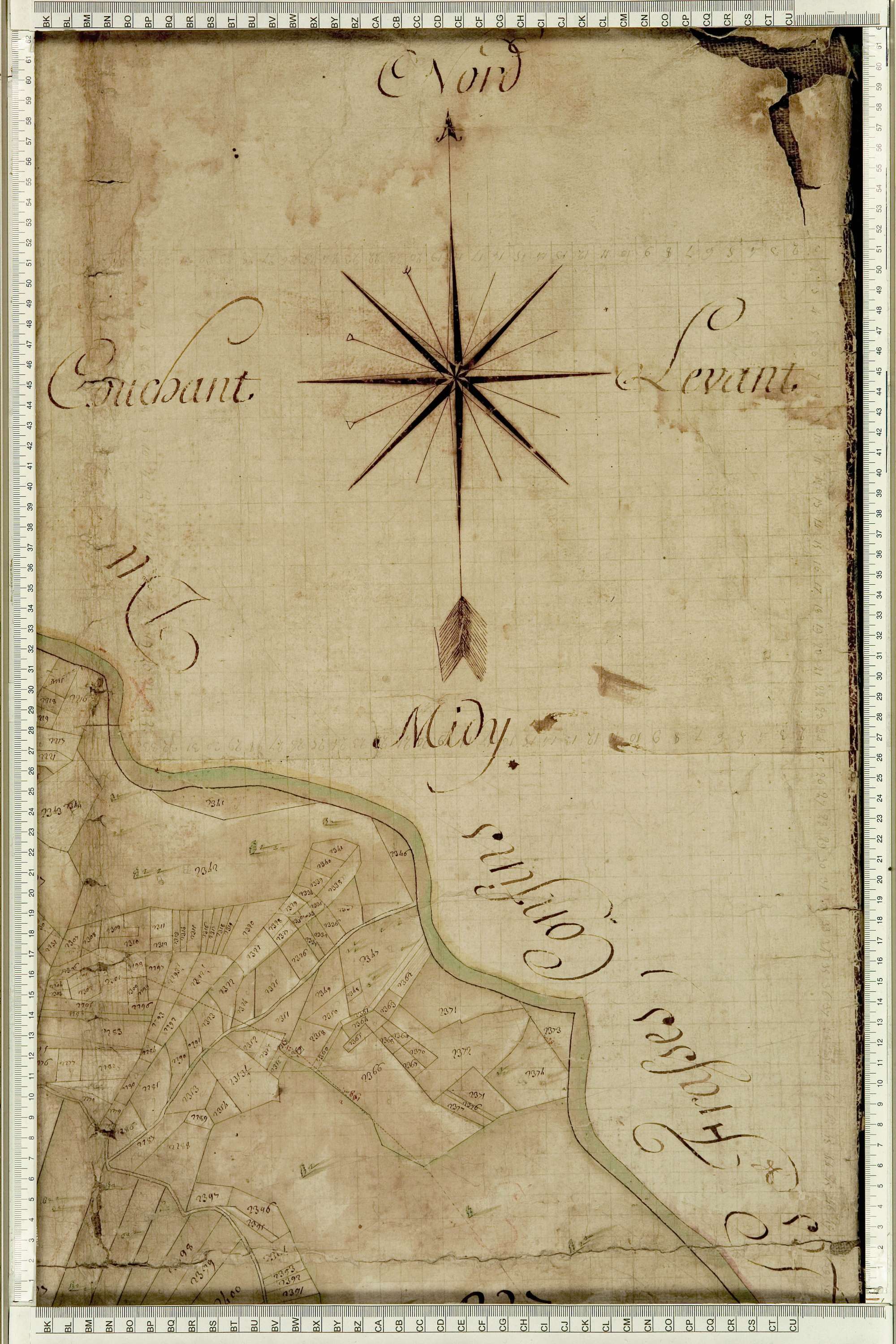 Villarlurin - Copie de la mappe originale (plan cadastral) de la commune de Villard-Lurin. Signée Cocelli, directeur de la péréquation.