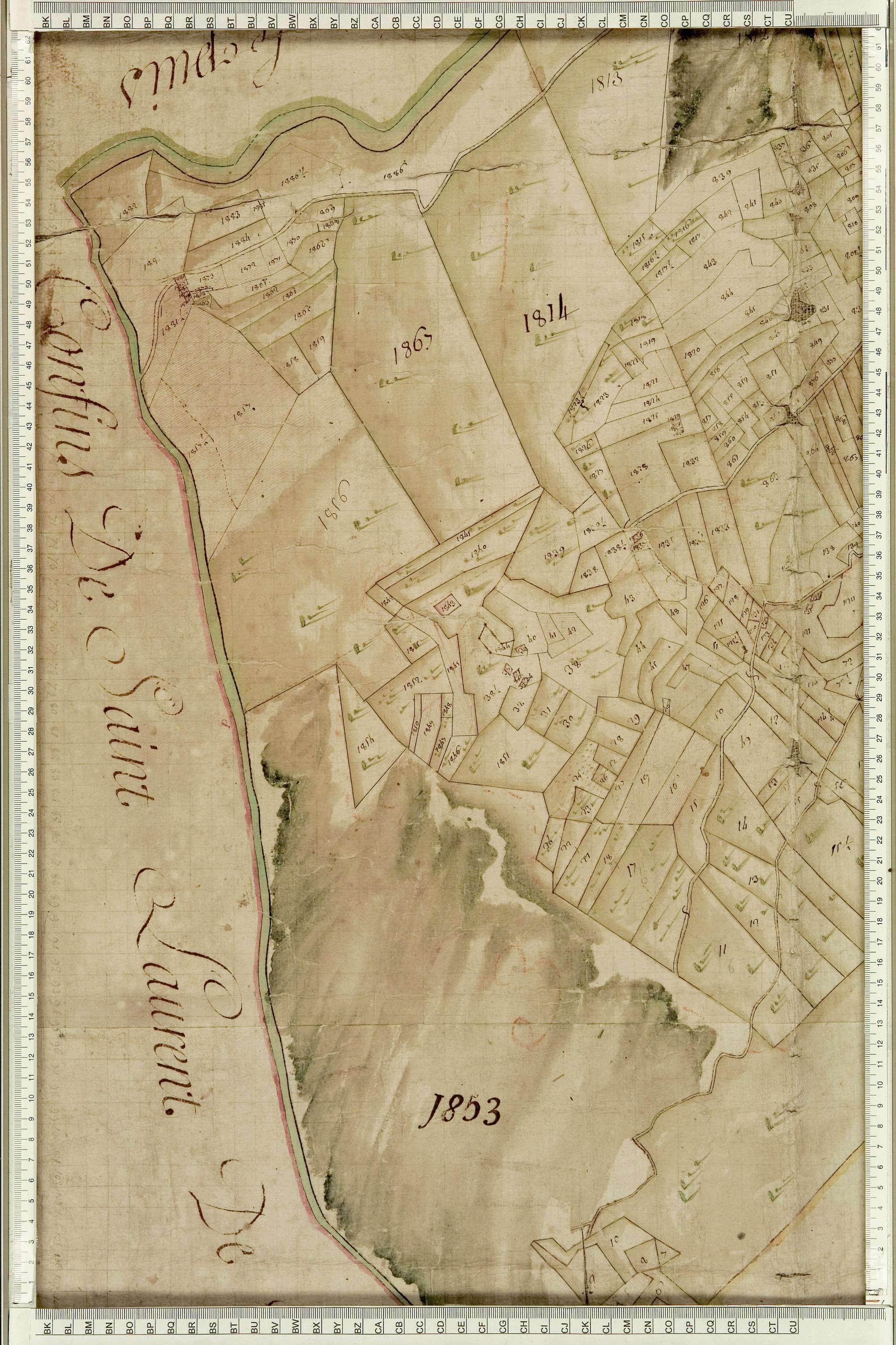 Villarlurin - Copie de la mappe originale (plan cadastral) de la commune de Villard-Lurin. Signée Cocelli, directeur de la péréquation.
