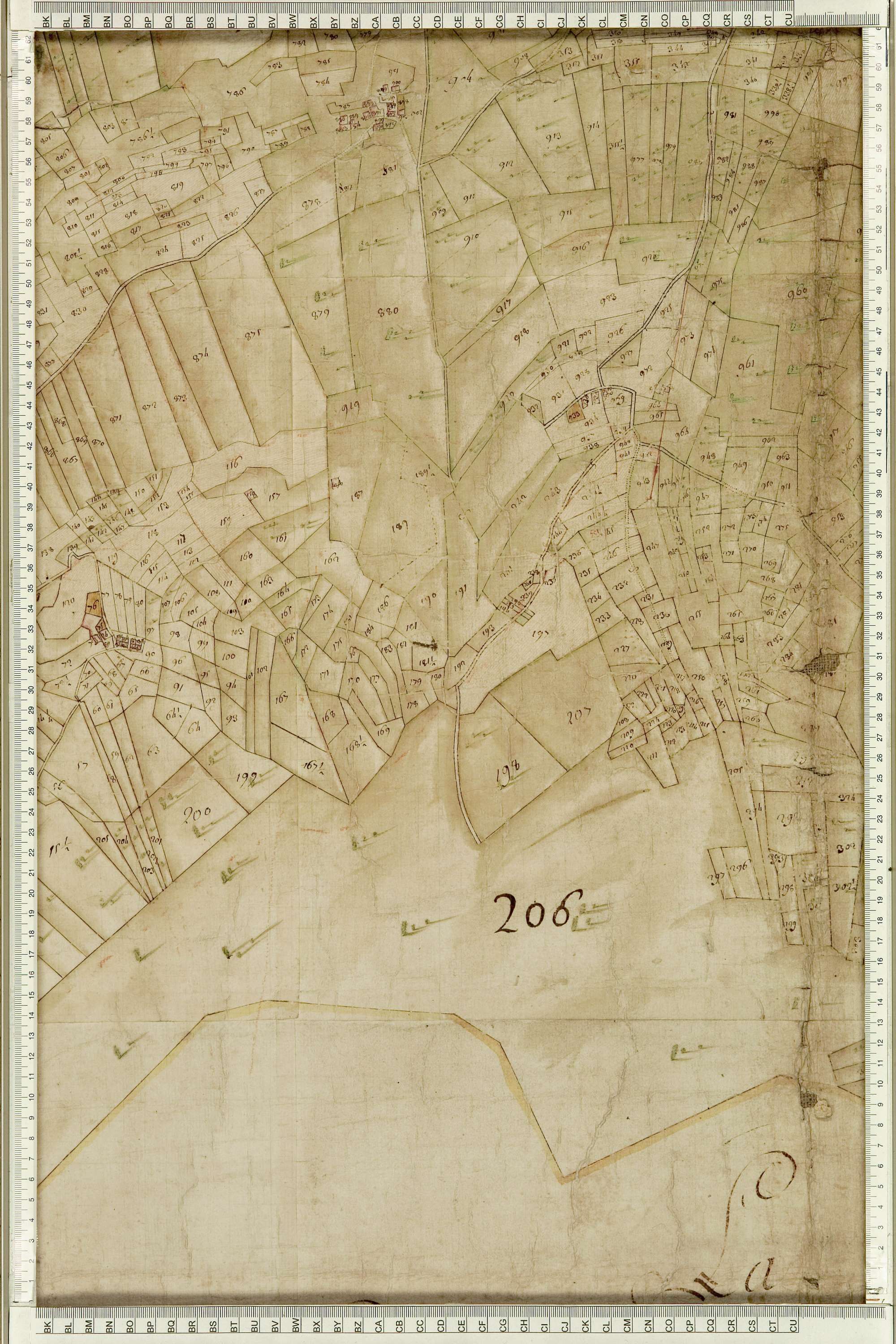 Villarlurin - Copie de la mappe originale (plan cadastral) de la commune de Villard-Lurin. Signée Cocelli, directeur de la péréquation.