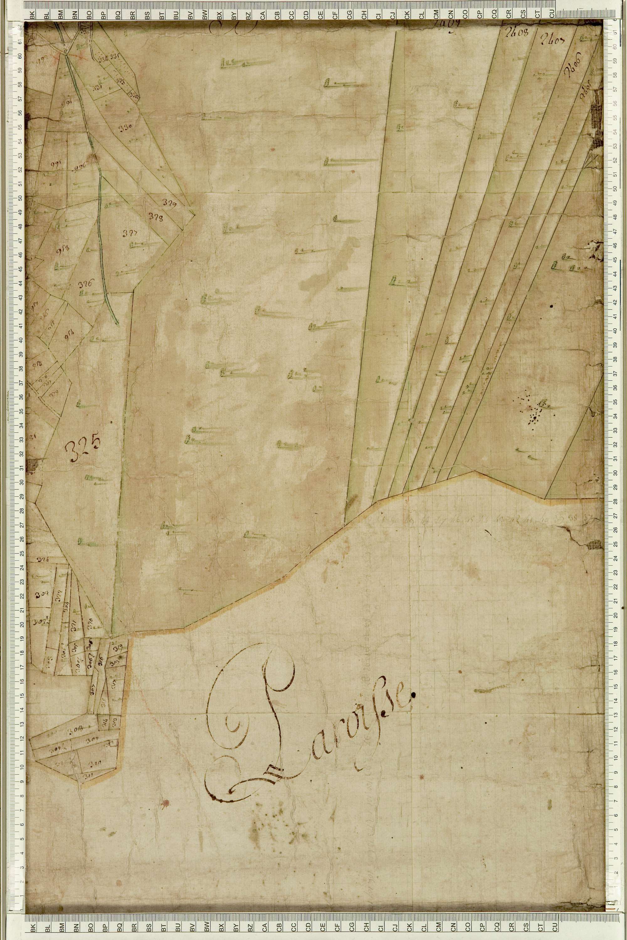 Villarlurin - Copie de la mappe originale (plan cadastral) de la commune de Villard-Lurin. Signée Cocelli, directeur de la péréquation.