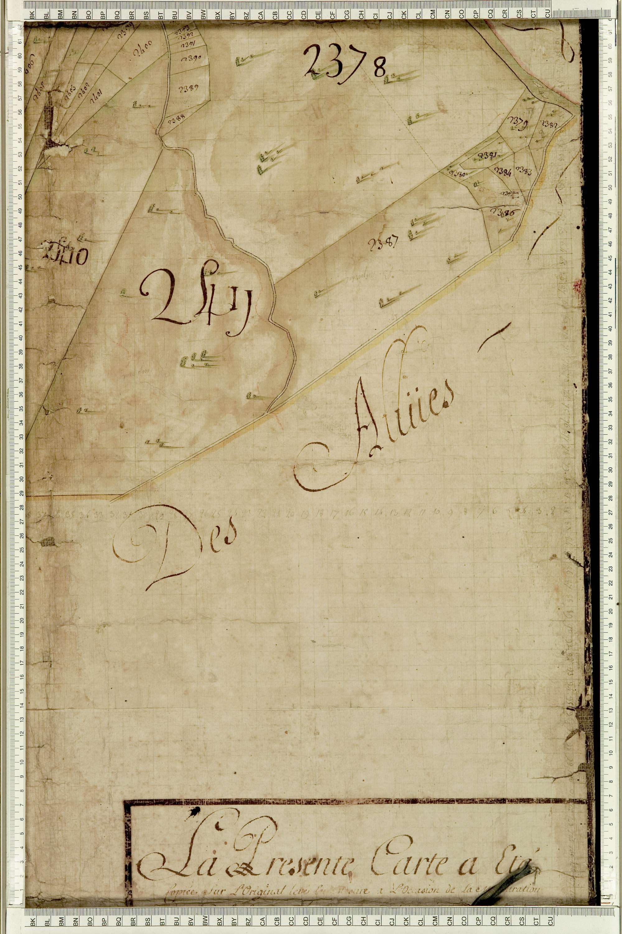 Villarlurin - Copie de la mappe originale (plan cadastral) de la commune de Villard-Lurin. Signée Cocelli, directeur de la péréquation.