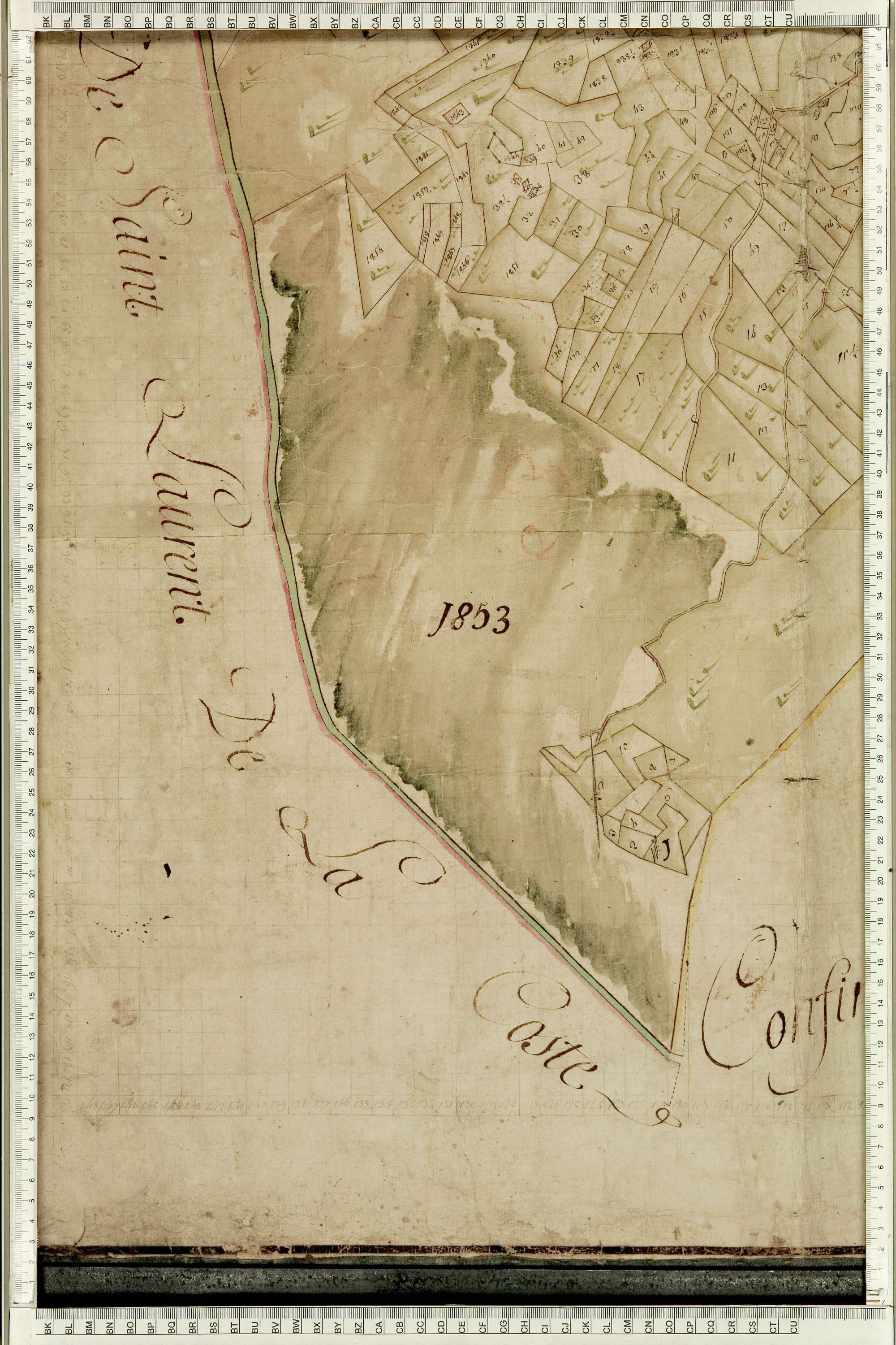 Villarlurin - Copie de la mappe originale (plan cadastral) de la commune de Villard-Lurin. Signée Cocelli, directeur de la péréquation.