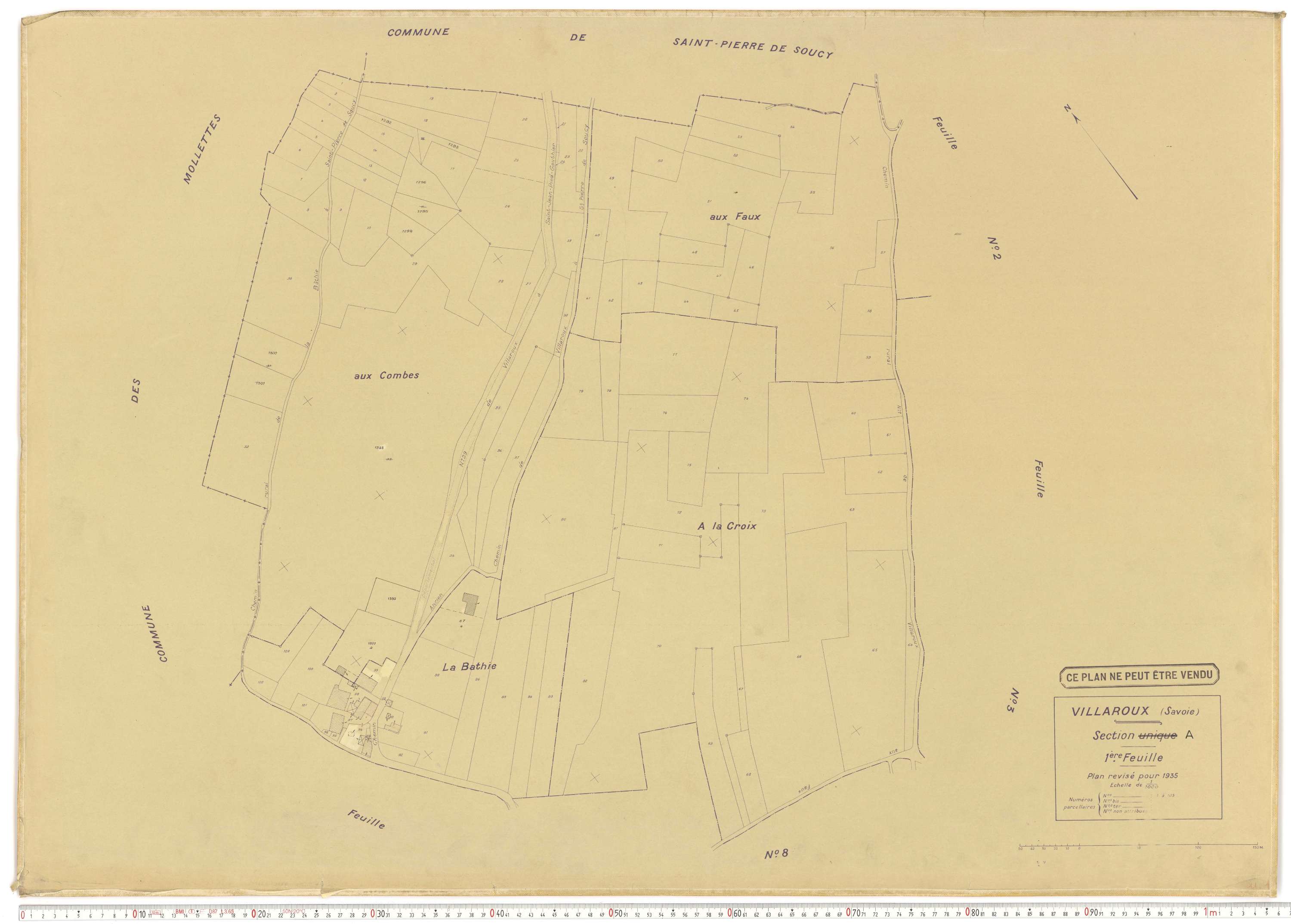 Villaroux - Plans cadastraux du cadastre rénové.