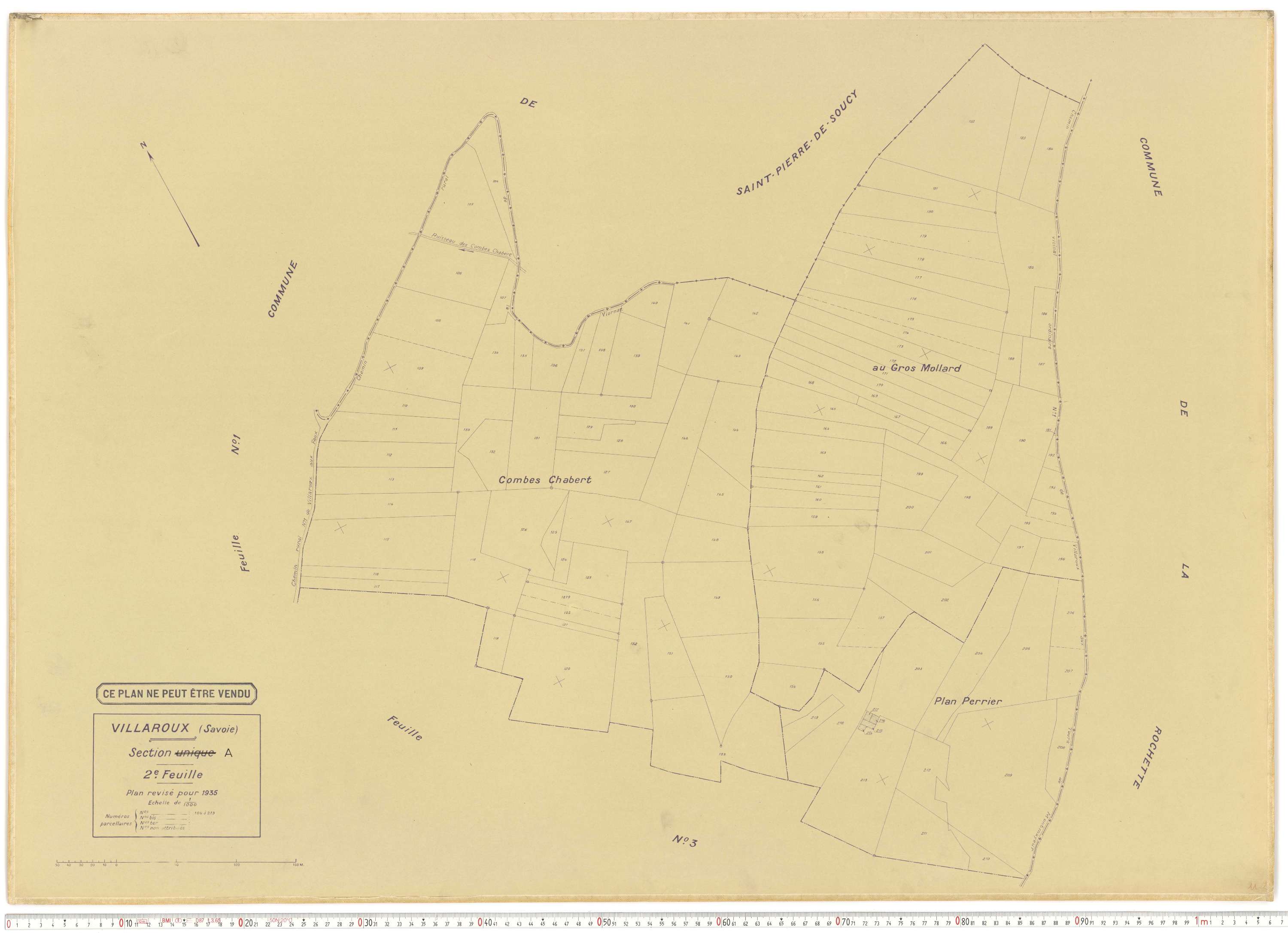 Villaroux - Plans cadastraux du cadastre rénové.