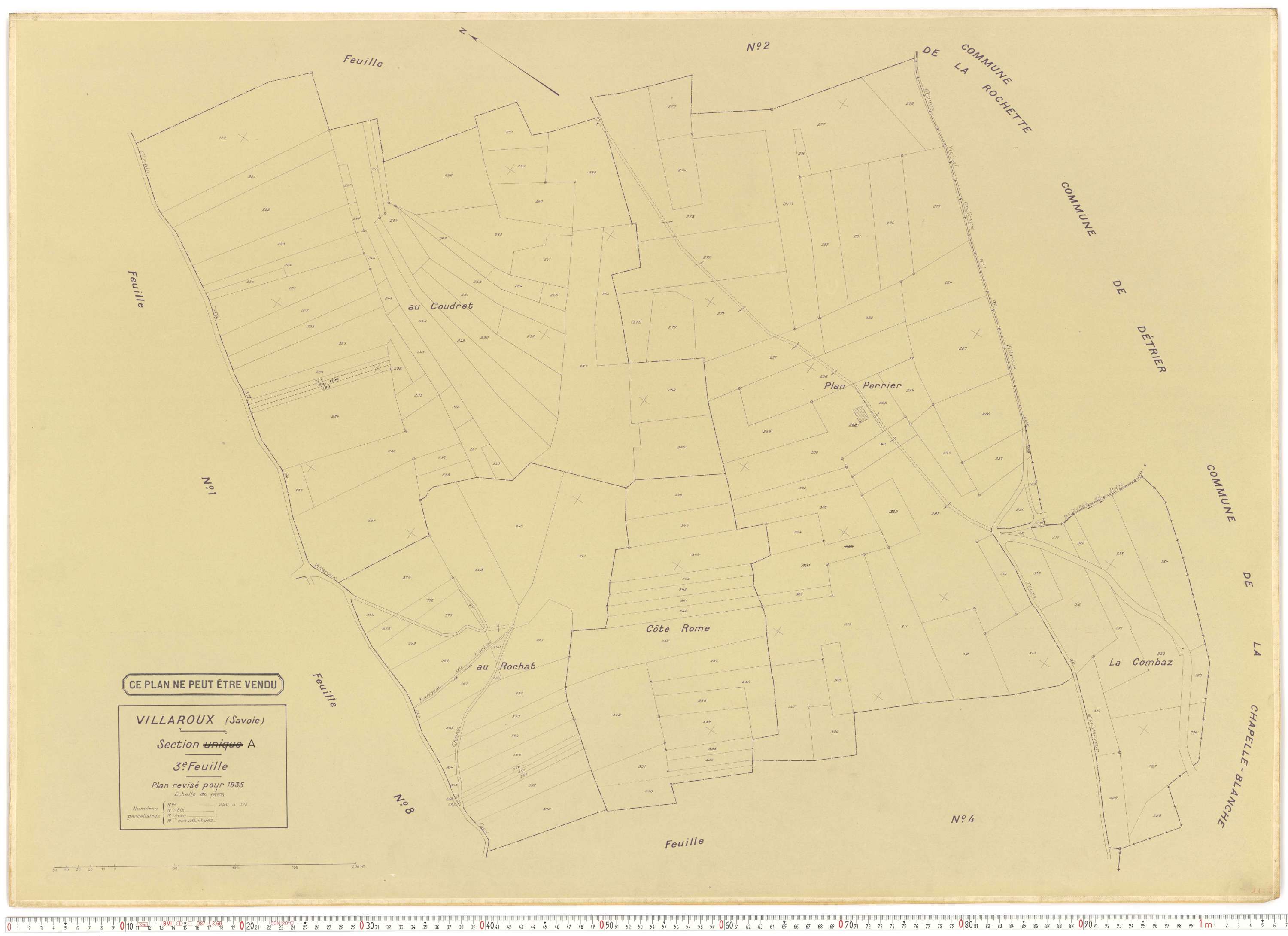 Villaroux - Plans cadastraux du cadastre rénové.