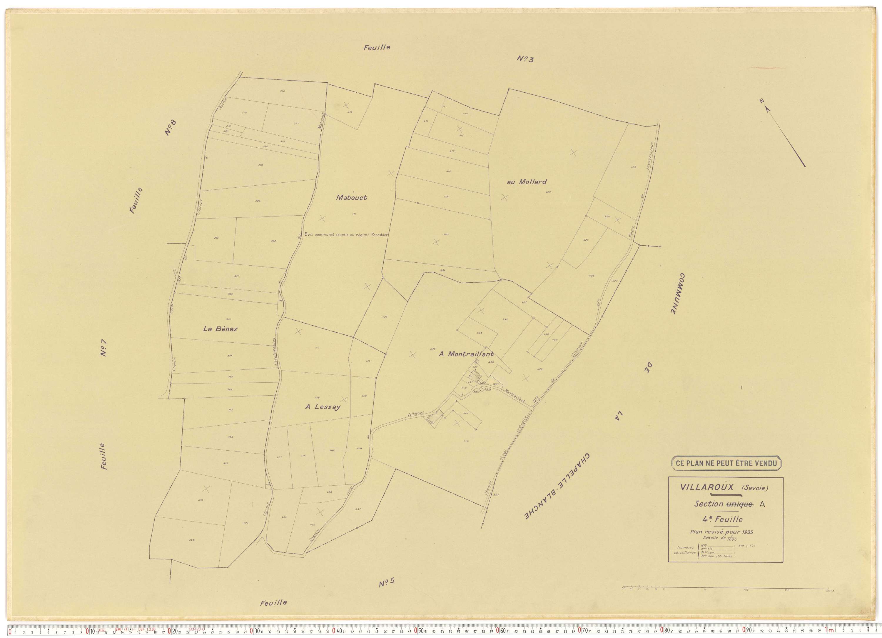 Villaroux - Plans cadastraux du cadastre rénové.