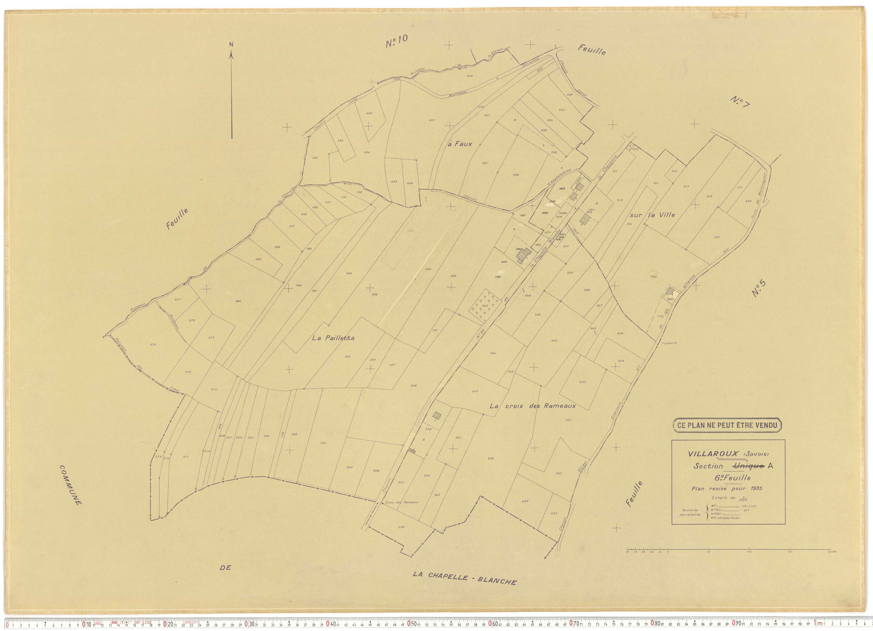 Villaroux - Plans cadastraux du cadastre rénové.