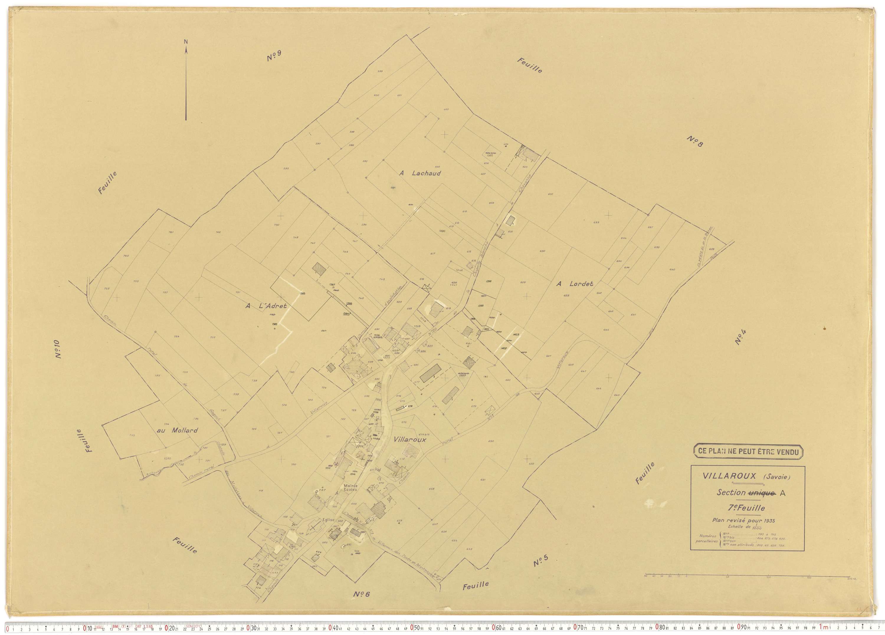 Villaroux - Plans cadastraux du cadastre rénové.
