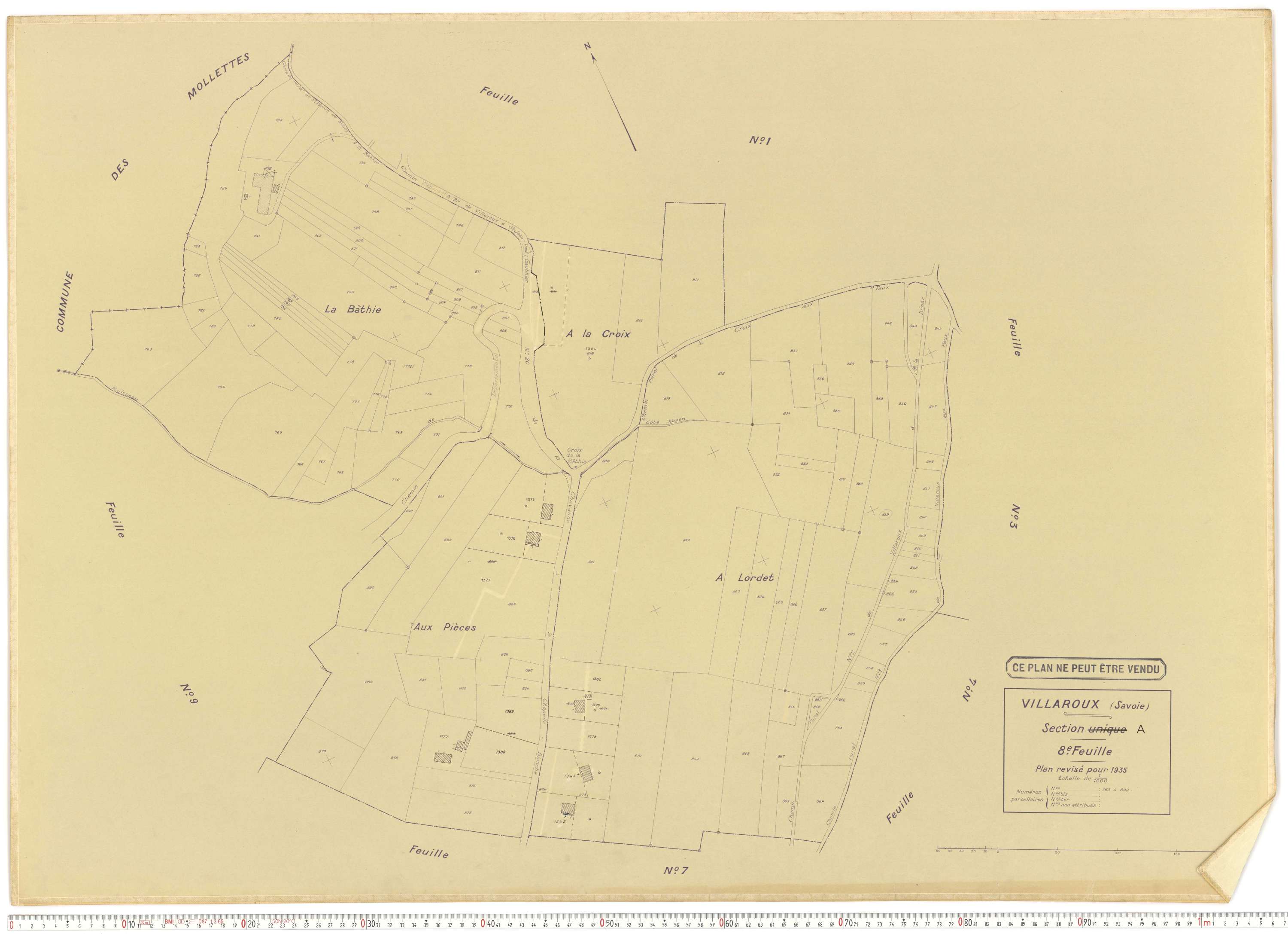 Villaroux - Plans cadastraux du cadastre rénové.