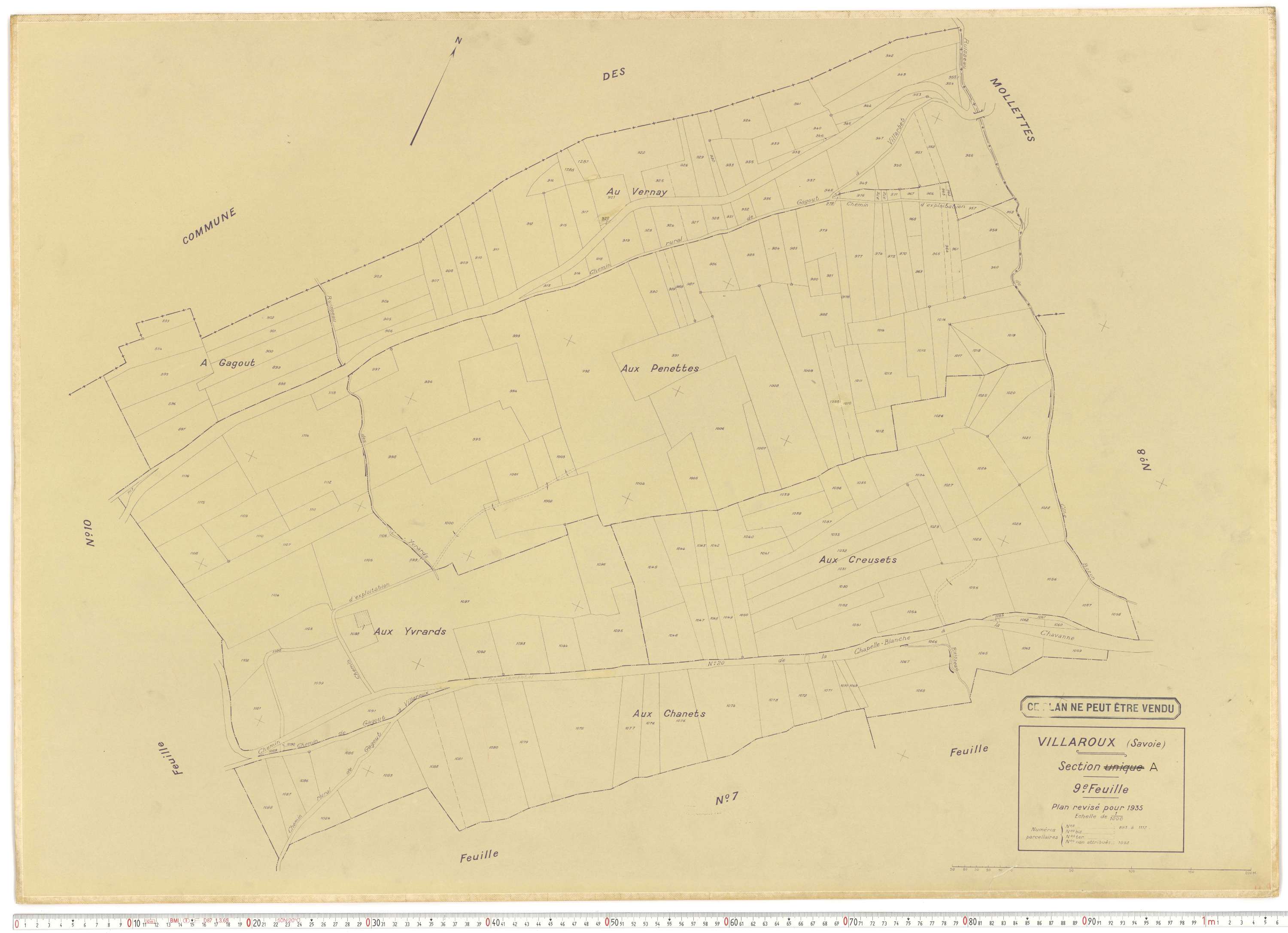 Villaroux - Plans cadastraux du cadastre rénové.