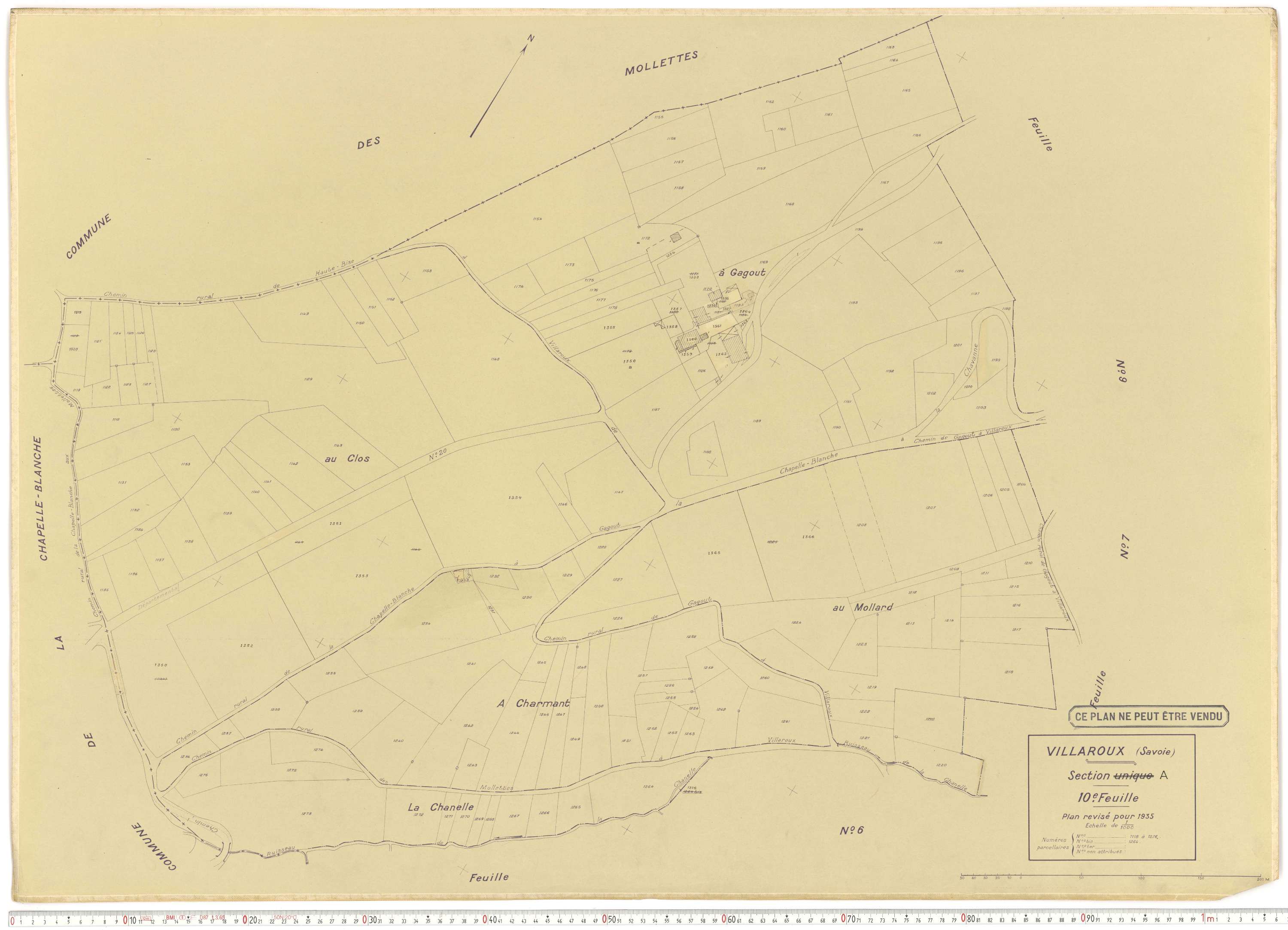 Villaroux - Plans cadastraux du cadastre rénové.