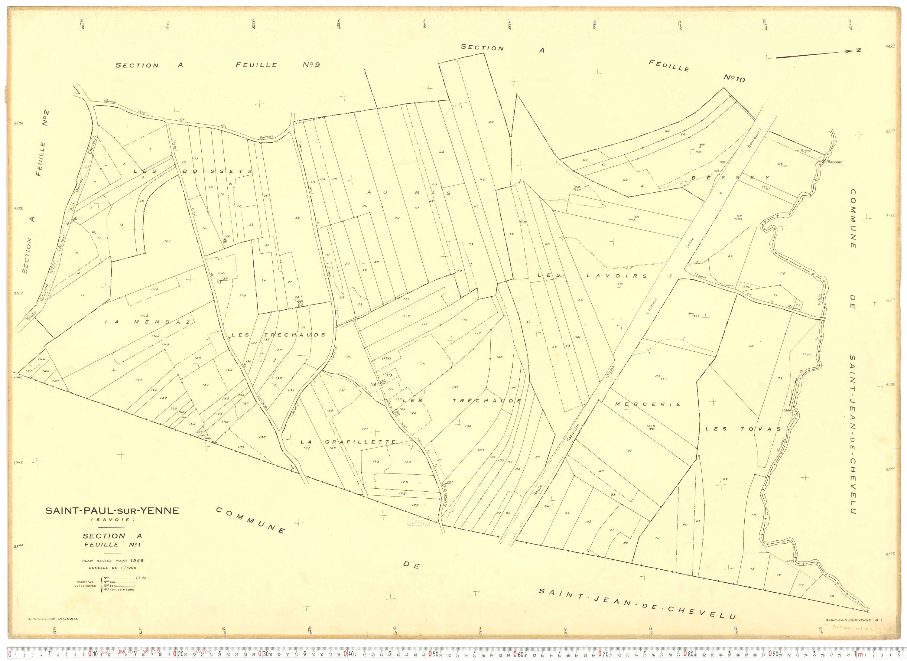 Yenne - Plans cadastraux du cadastre rénové.