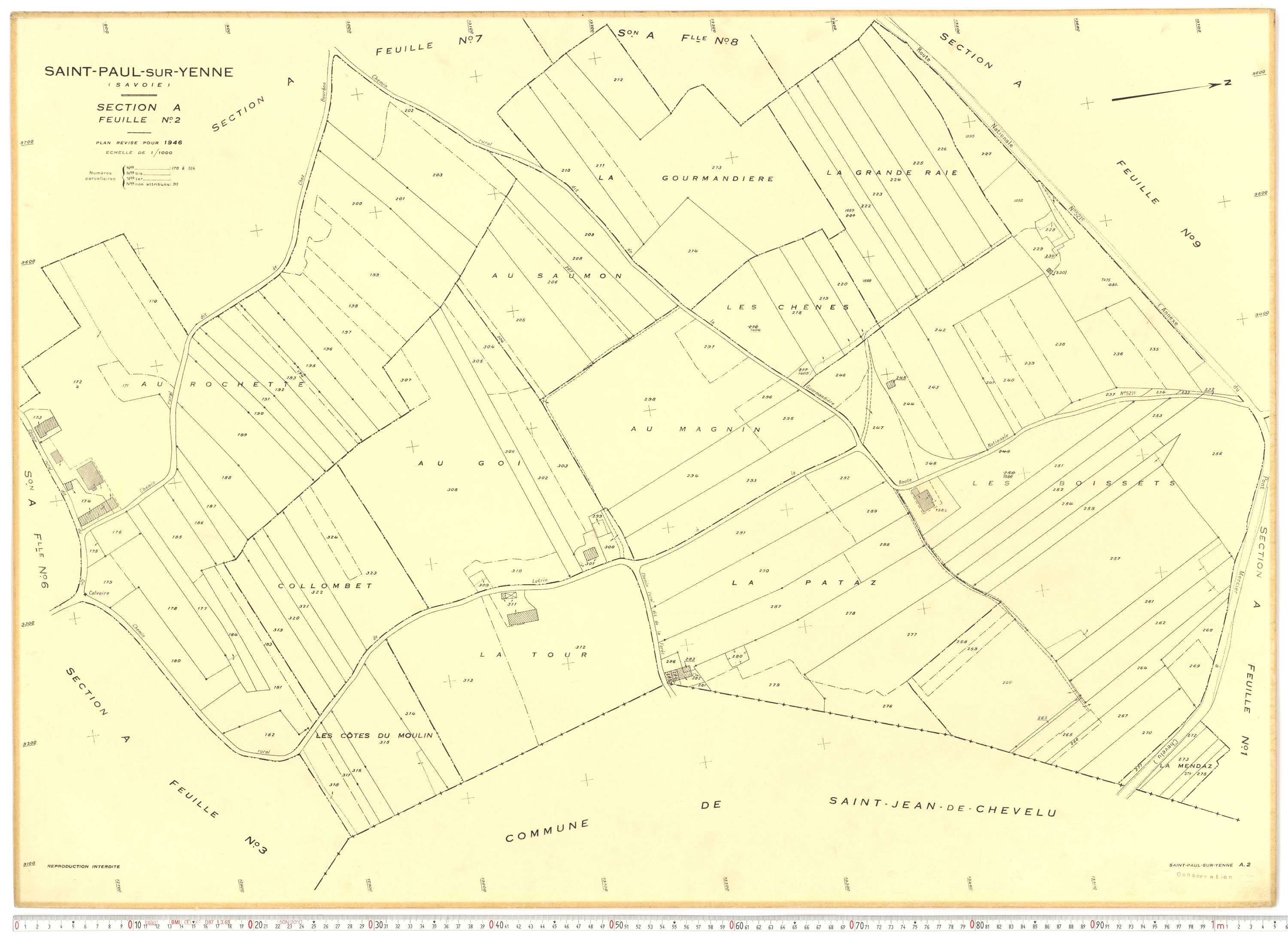 Yenne - Plans cadastraux du cadastre rénové.