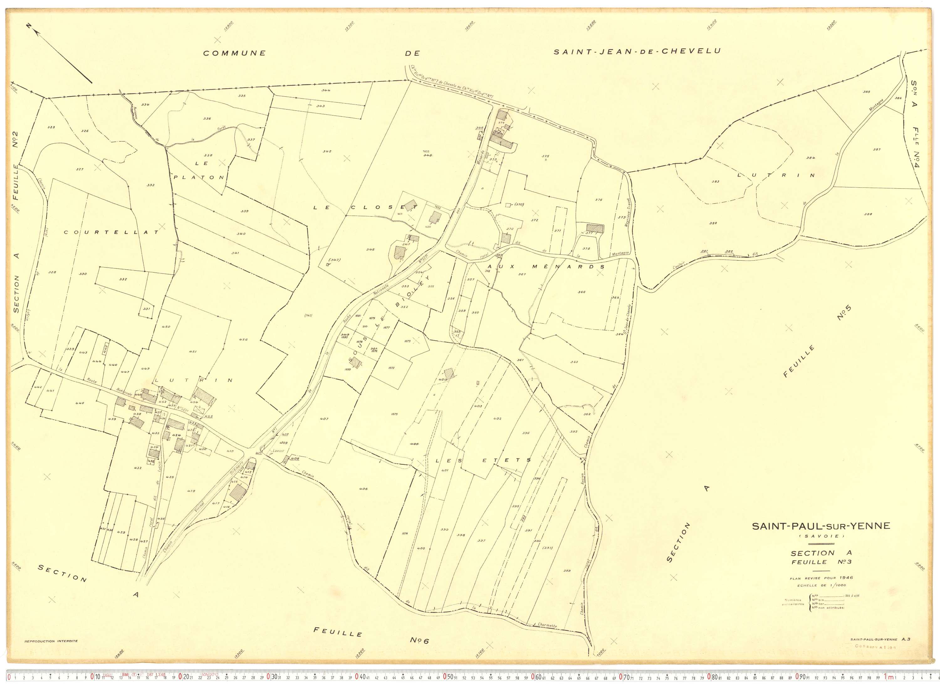 Yenne - Plans cadastraux du cadastre rénové.