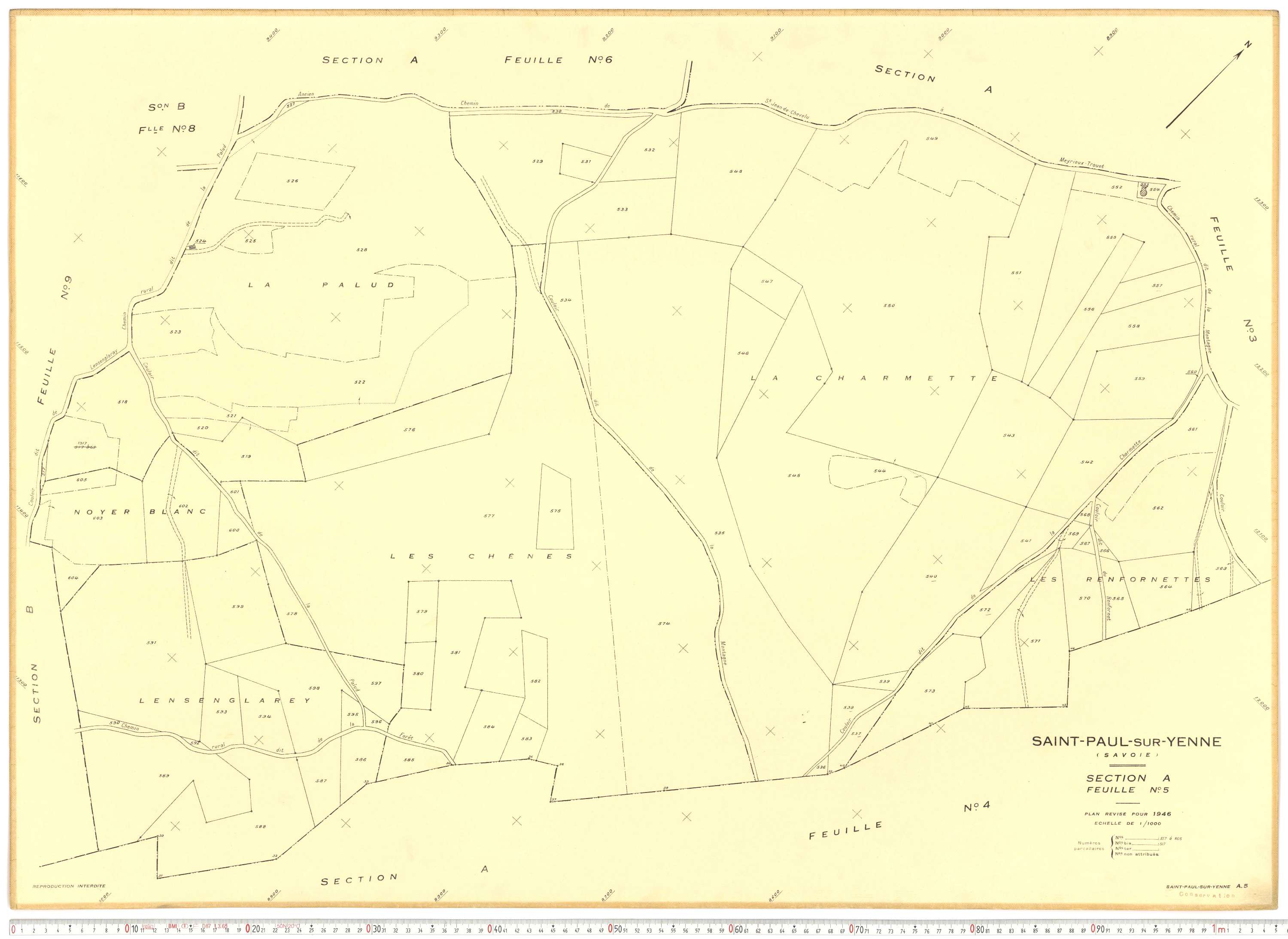Yenne - Plans cadastraux du cadastre rénové.
