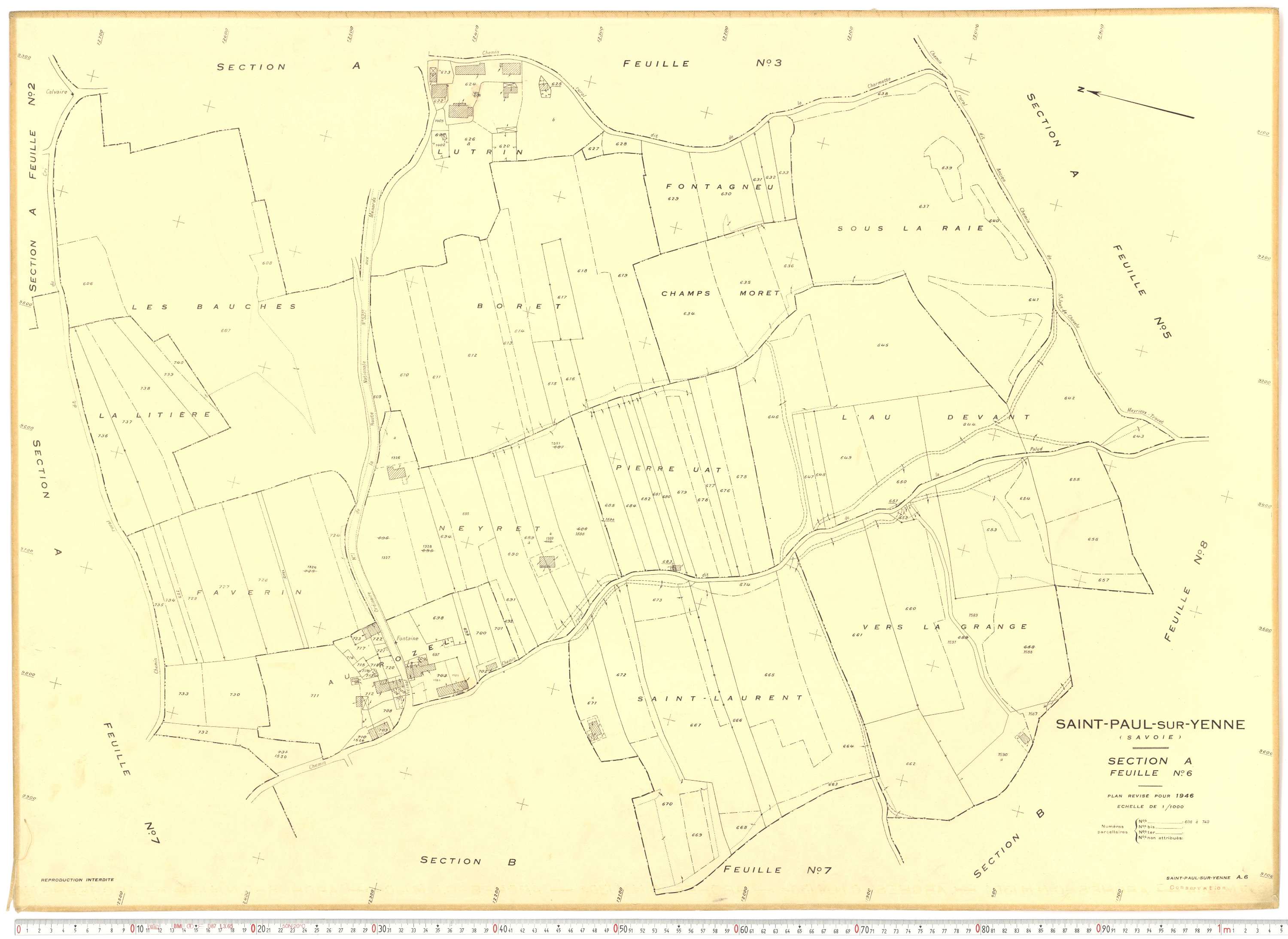 Yenne - Plans cadastraux du cadastre rénové.