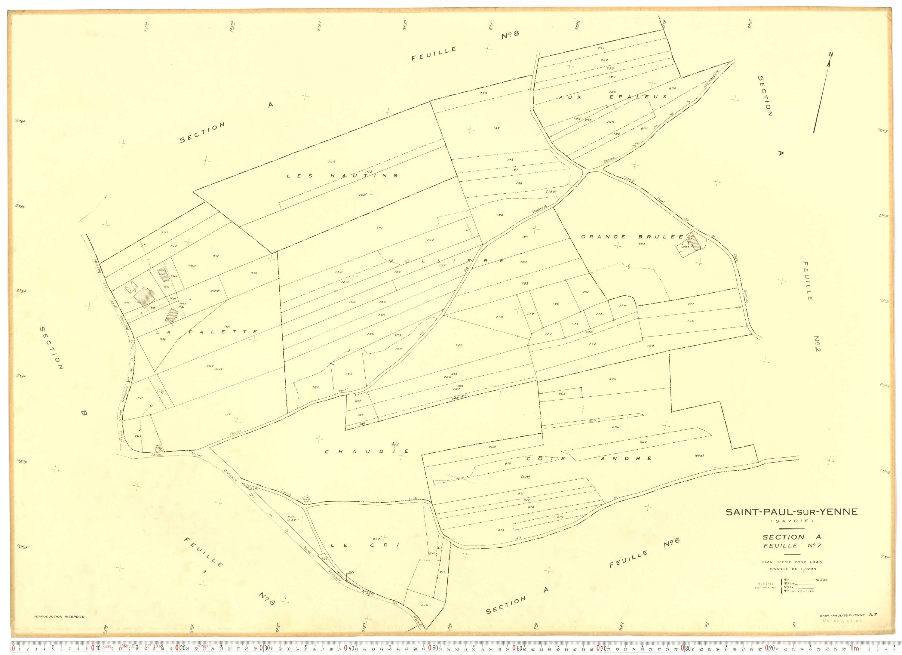 Yenne - Plans cadastraux du cadastre rénové.