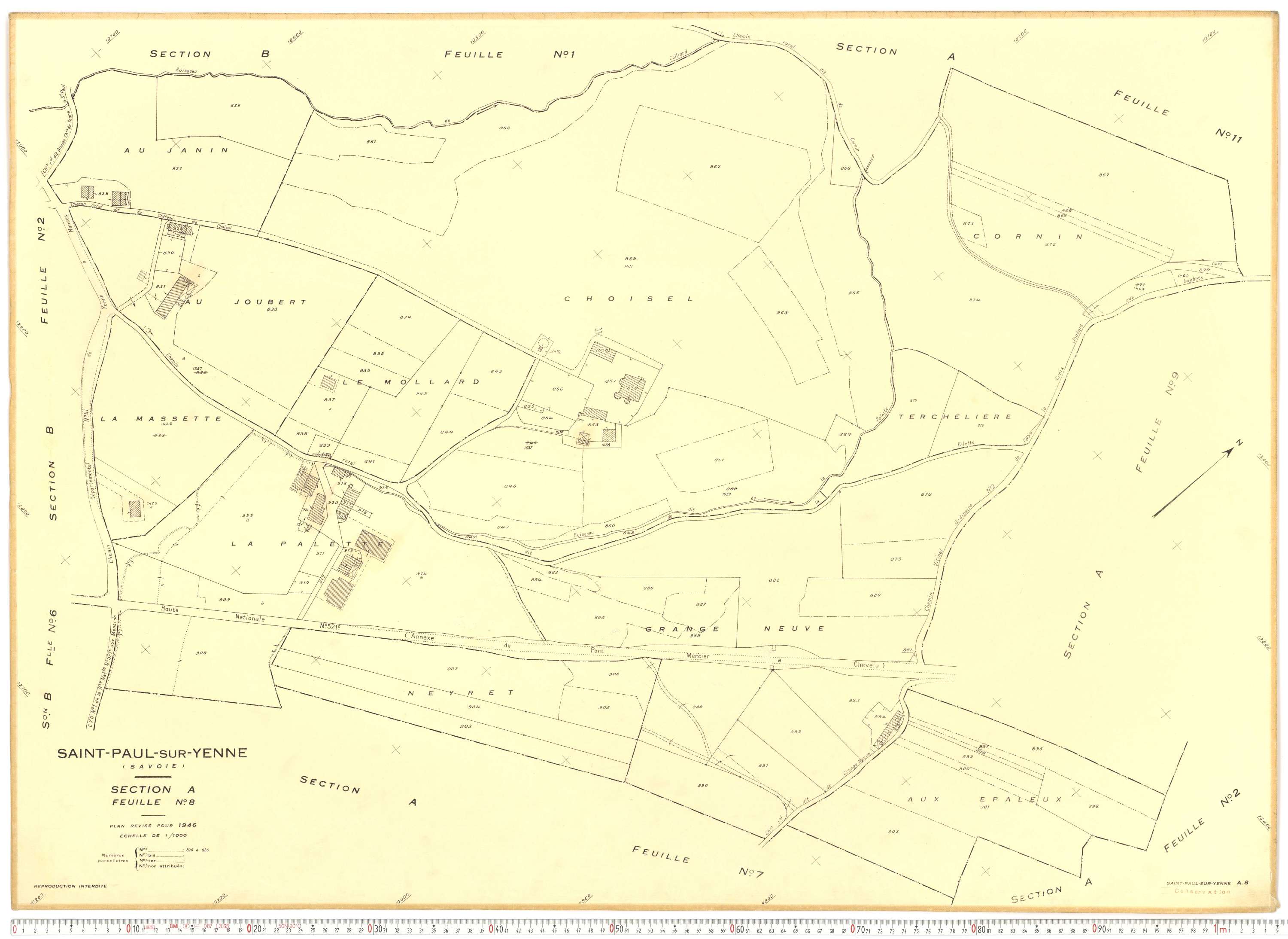 Yenne - Plans cadastraux du cadastre rénové.