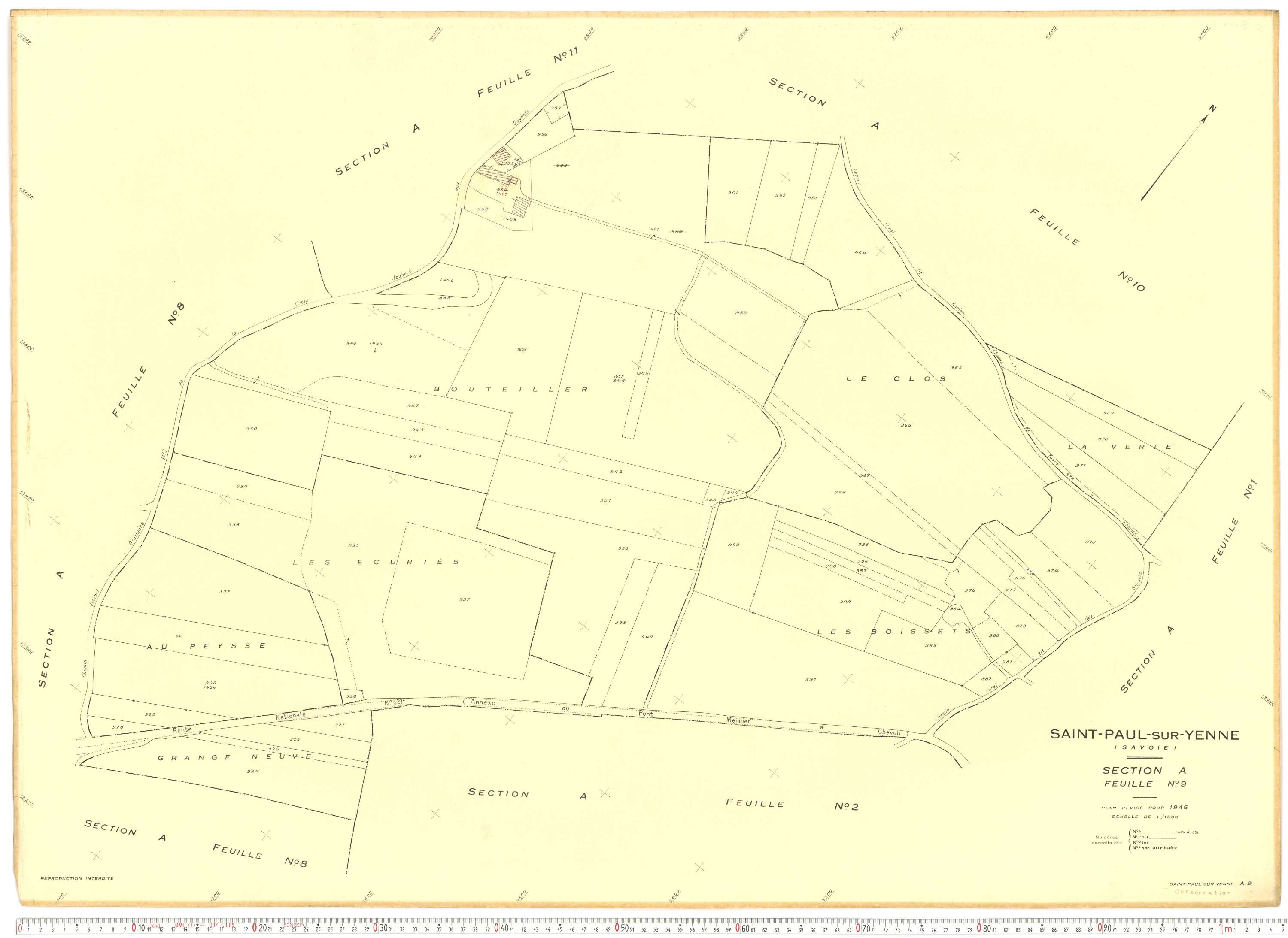 Yenne - Plans cadastraux du cadastre rénové.