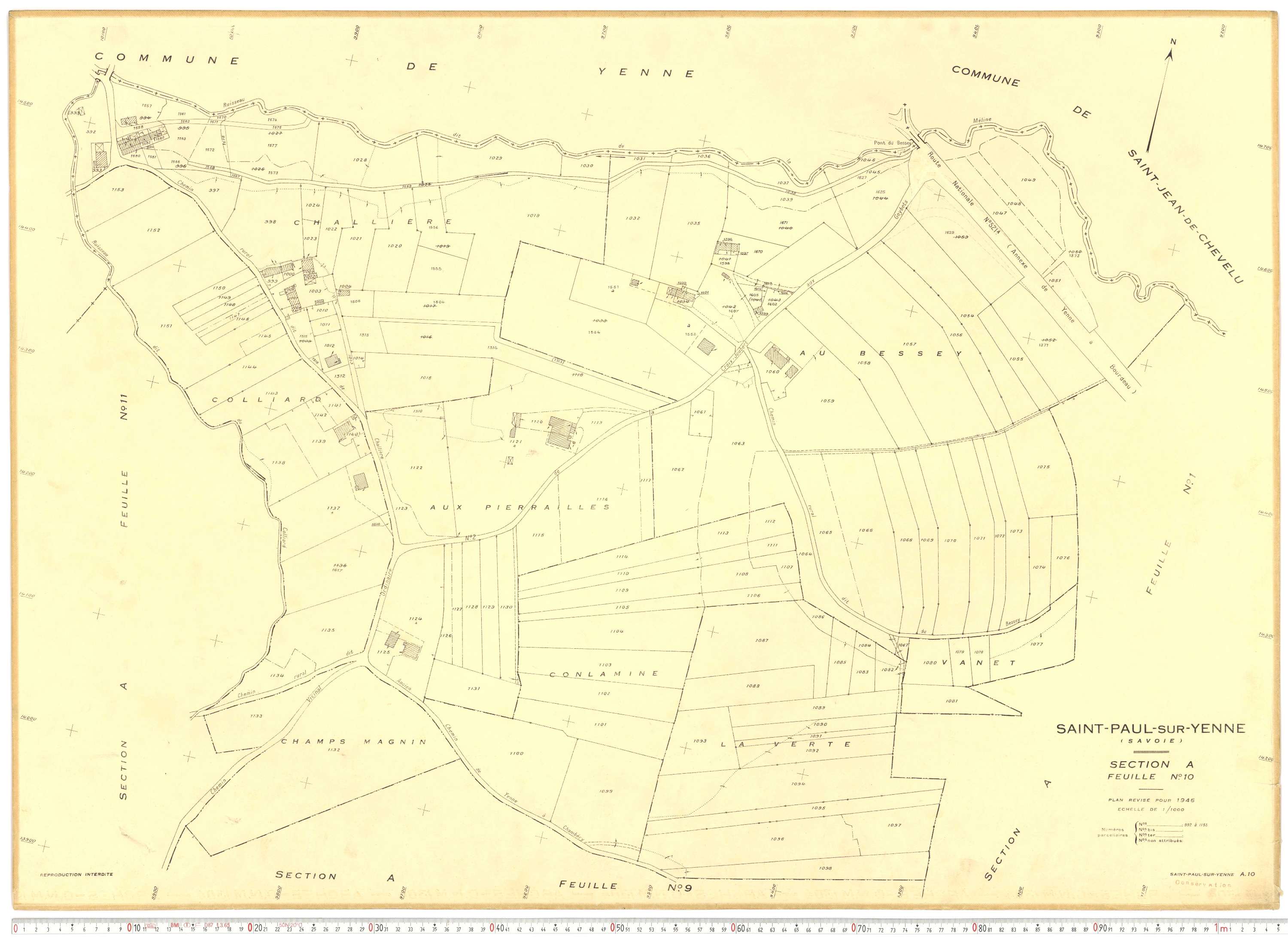 Yenne - Plans cadastraux du cadastre rénové.