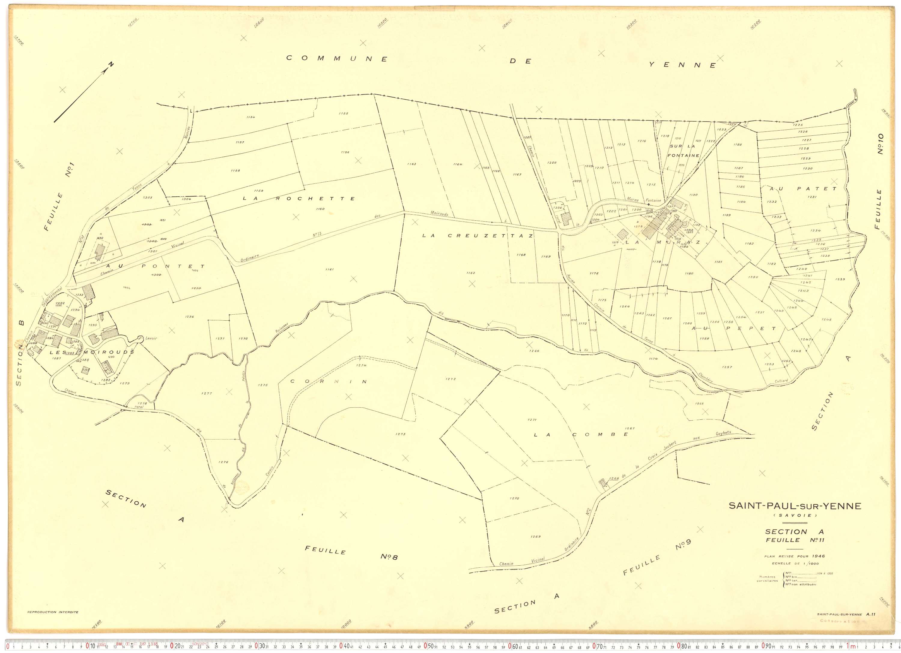 Yenne - Plans cadastraux du cadastre rénové.