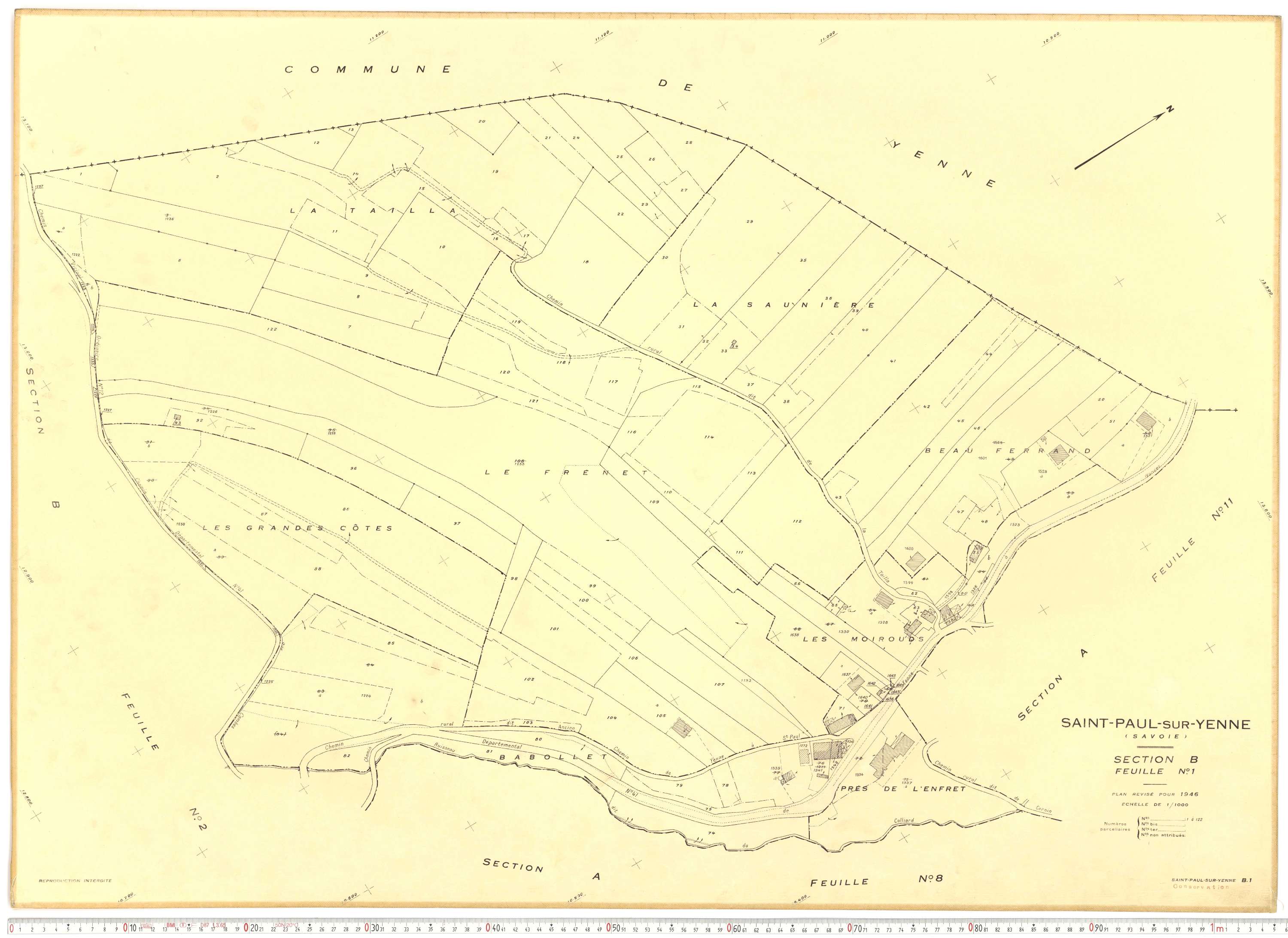 Yenne - Plans cadastraux du cadastre rénové.