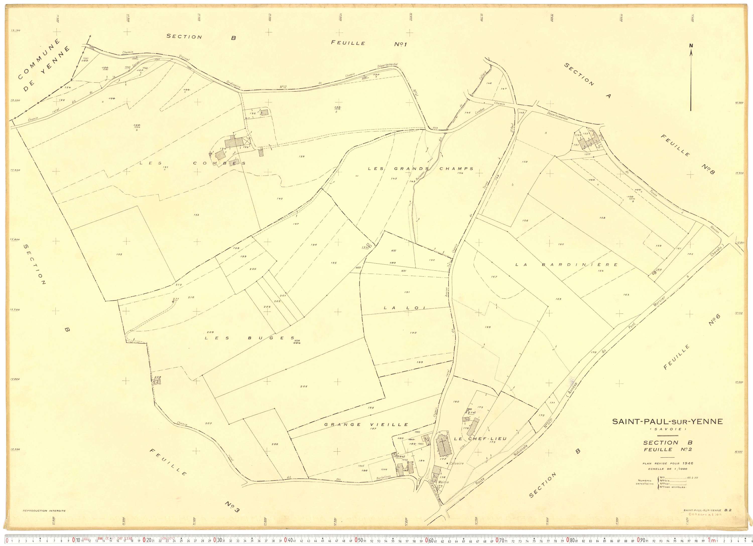 Yenne - Plans cadastraux du cadastre rénové.