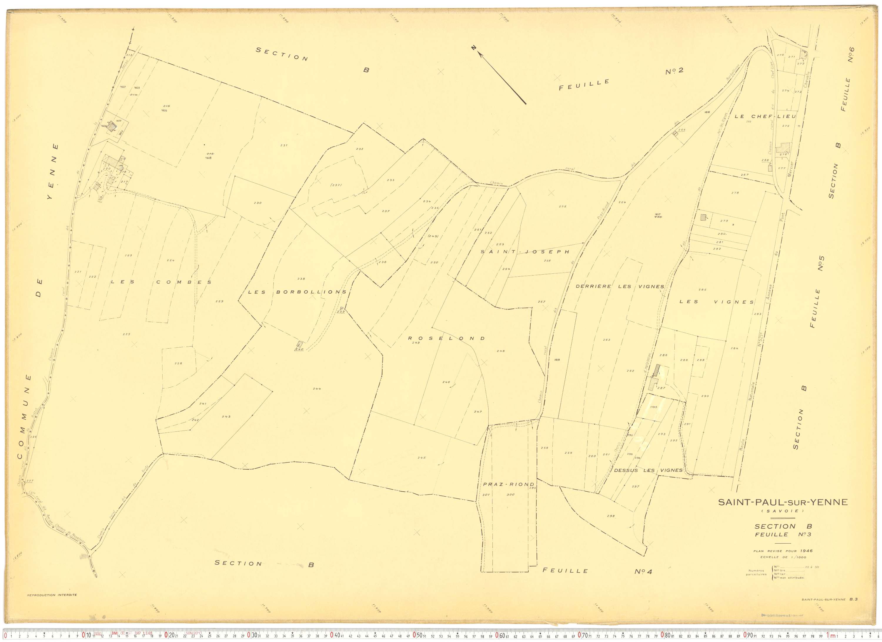 Yenne - Plans cadastraux du cadastre rénové.