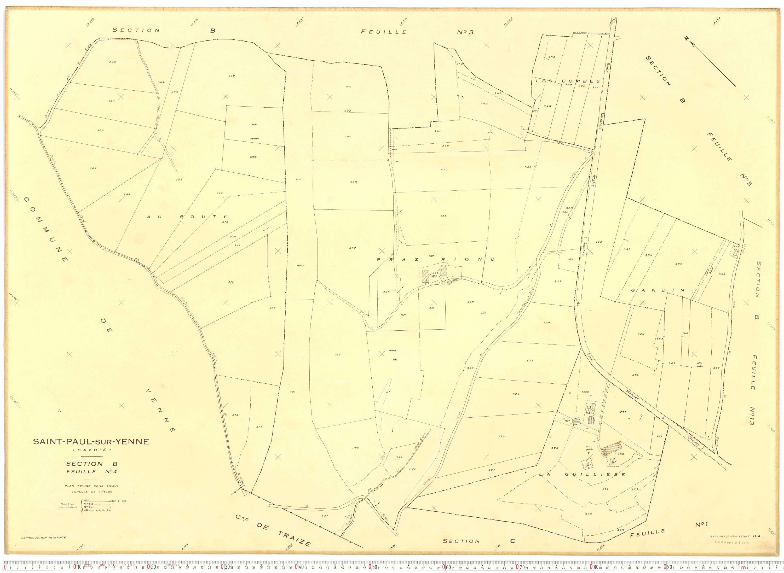 Yenne - Plans cadastraux du cadastre rénové.