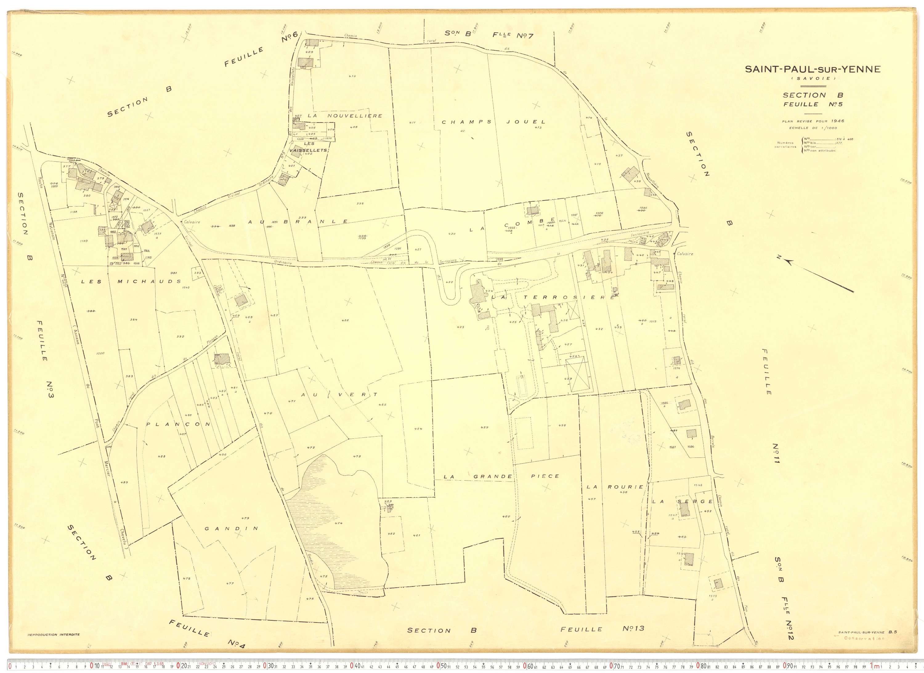 Yenne - Plans cadastraux du cadastre rénové.