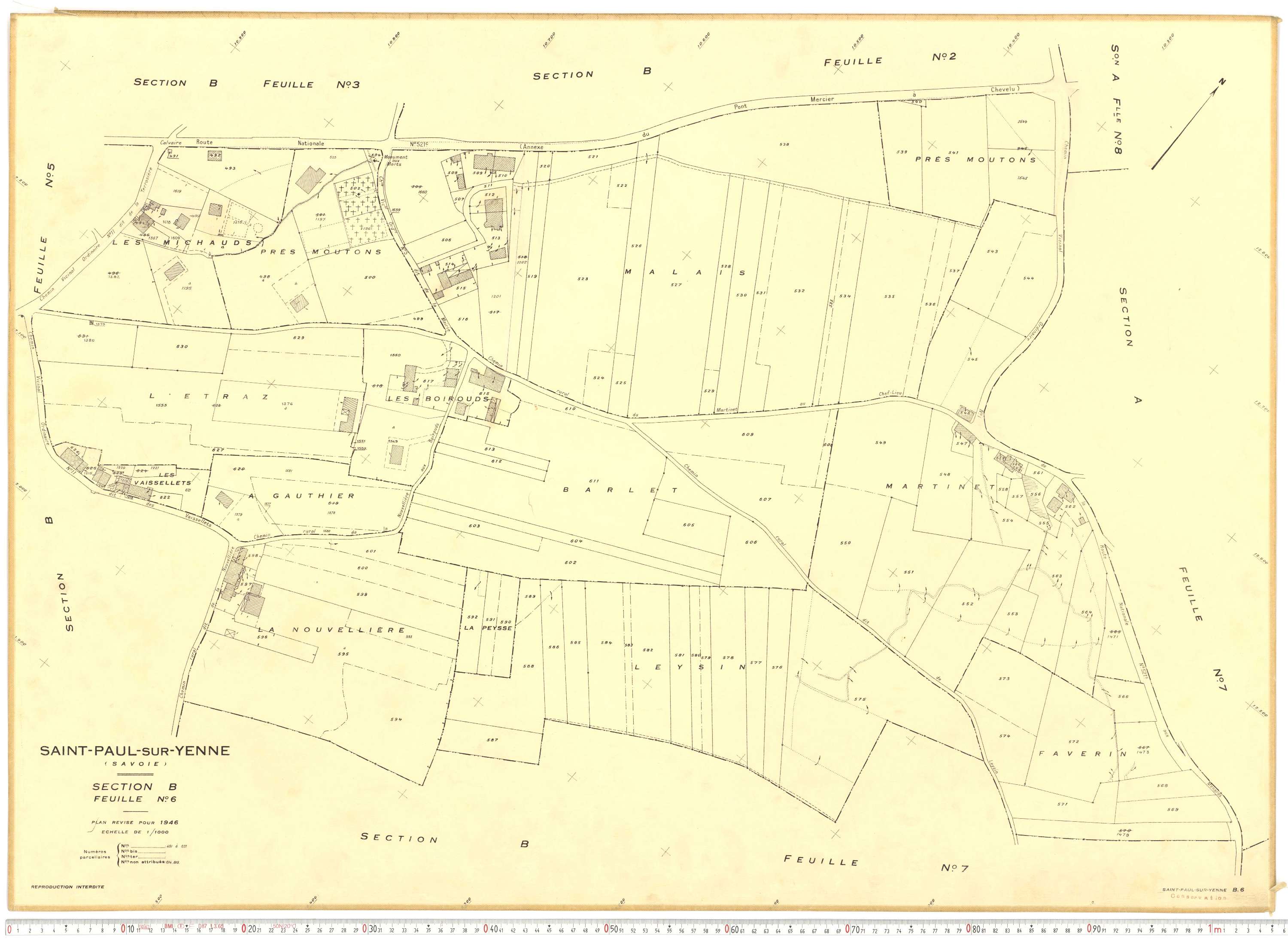 Yenne - Plans cadastraux du cadastre rénové.