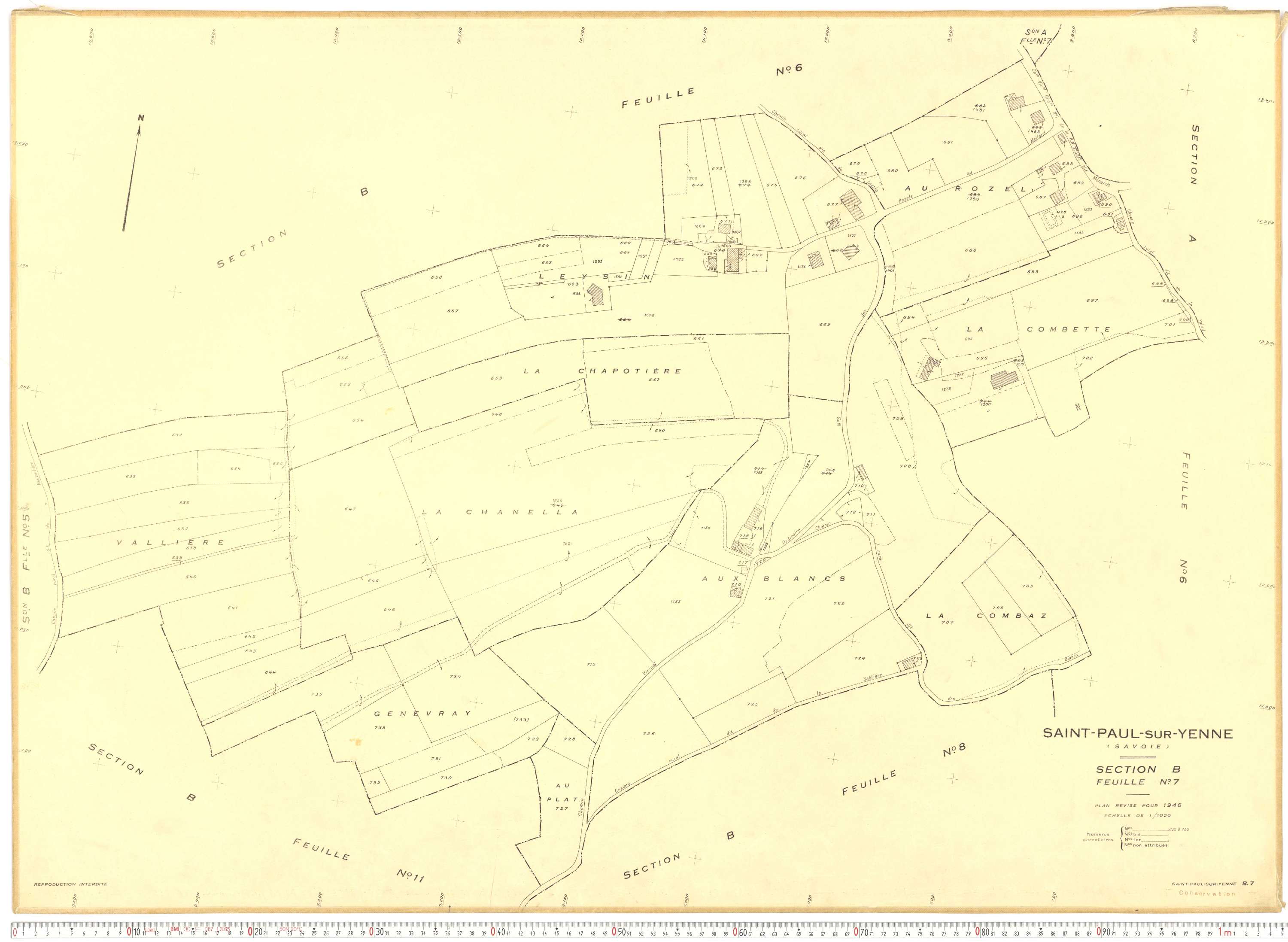 Yenne - Plans cadastraux du cadastre rénové.
