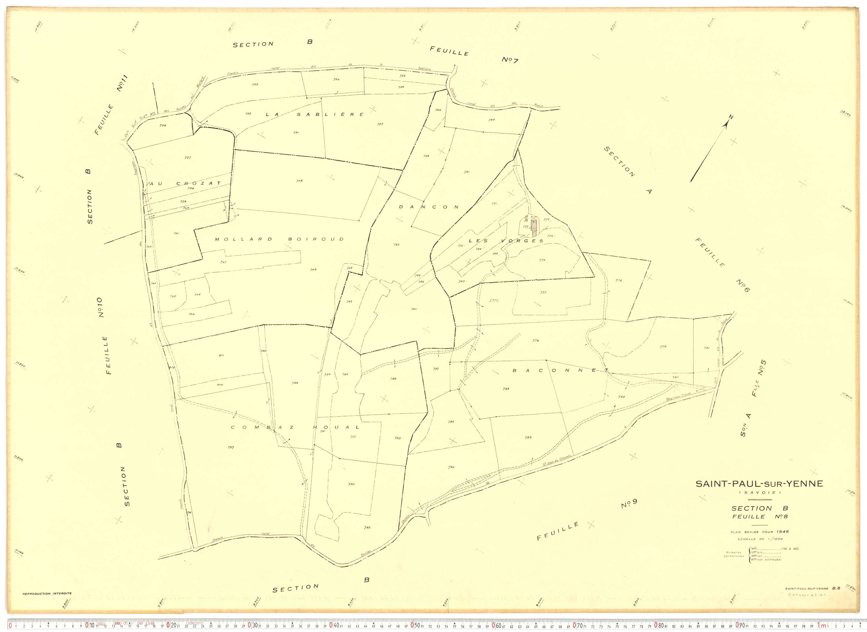 Yenne - Plans cadastraux du cadastre rénové.