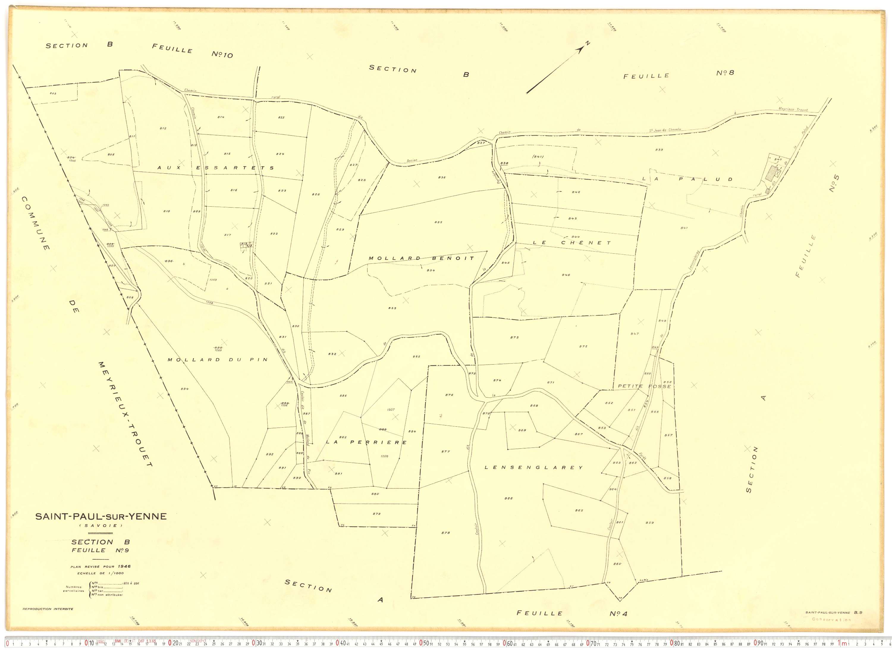 Yenne - Plans cadastraux du cadastre rénové.