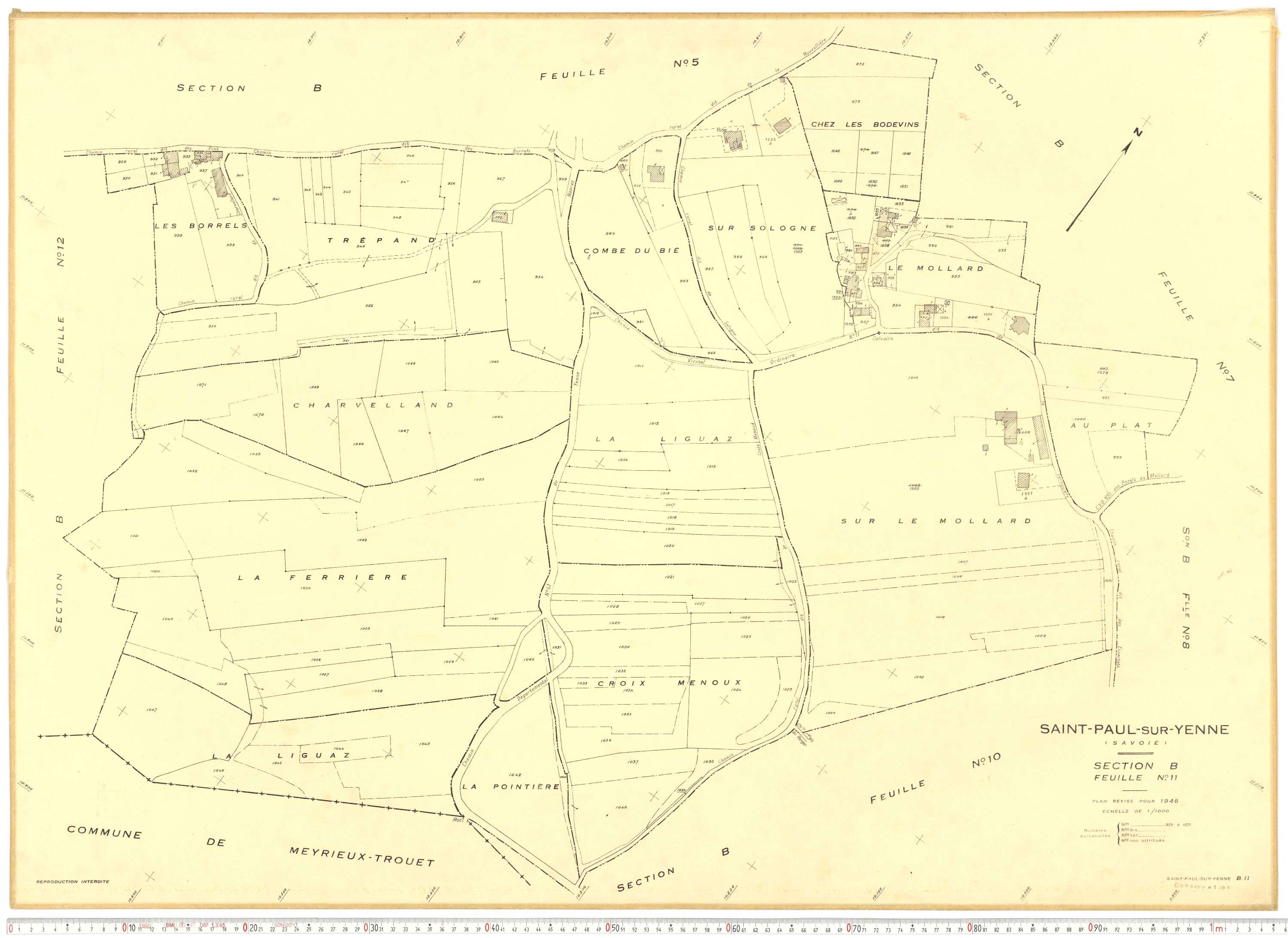 Yenne - Plans cadastraux du cadastre rénové.