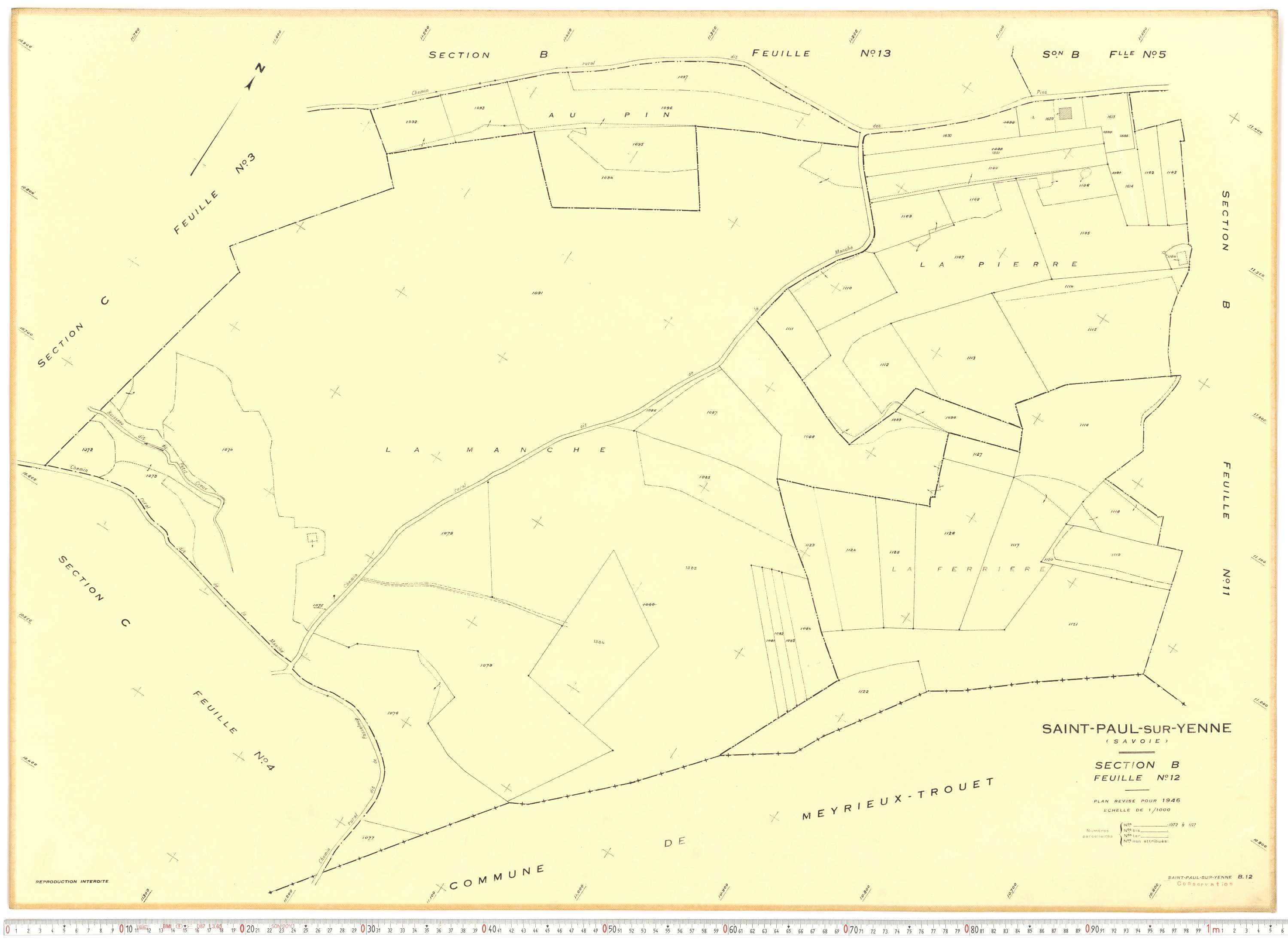 Yenne - Plans cadastraux du cadastre rénové.