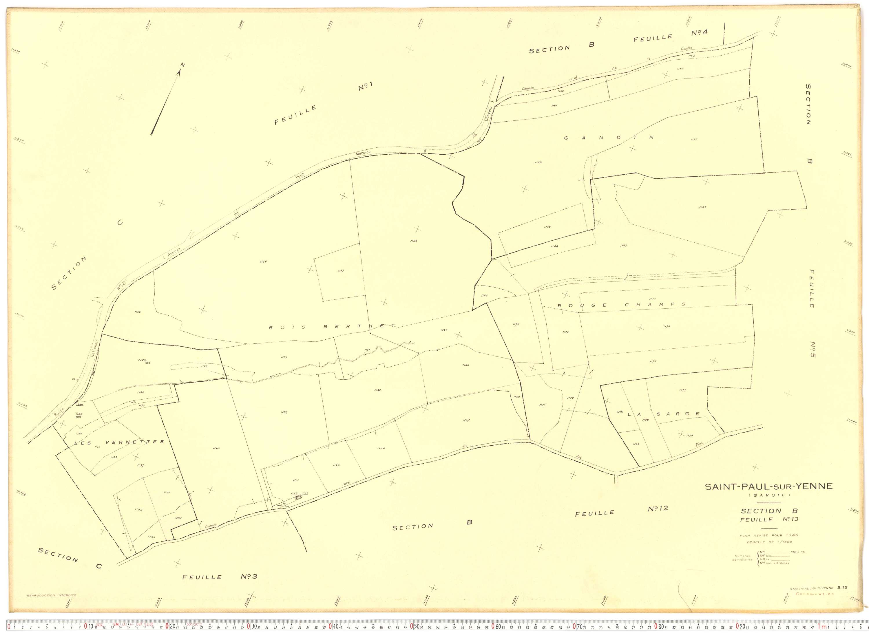Yenne - Plans cadastraux du cadastre rénové.