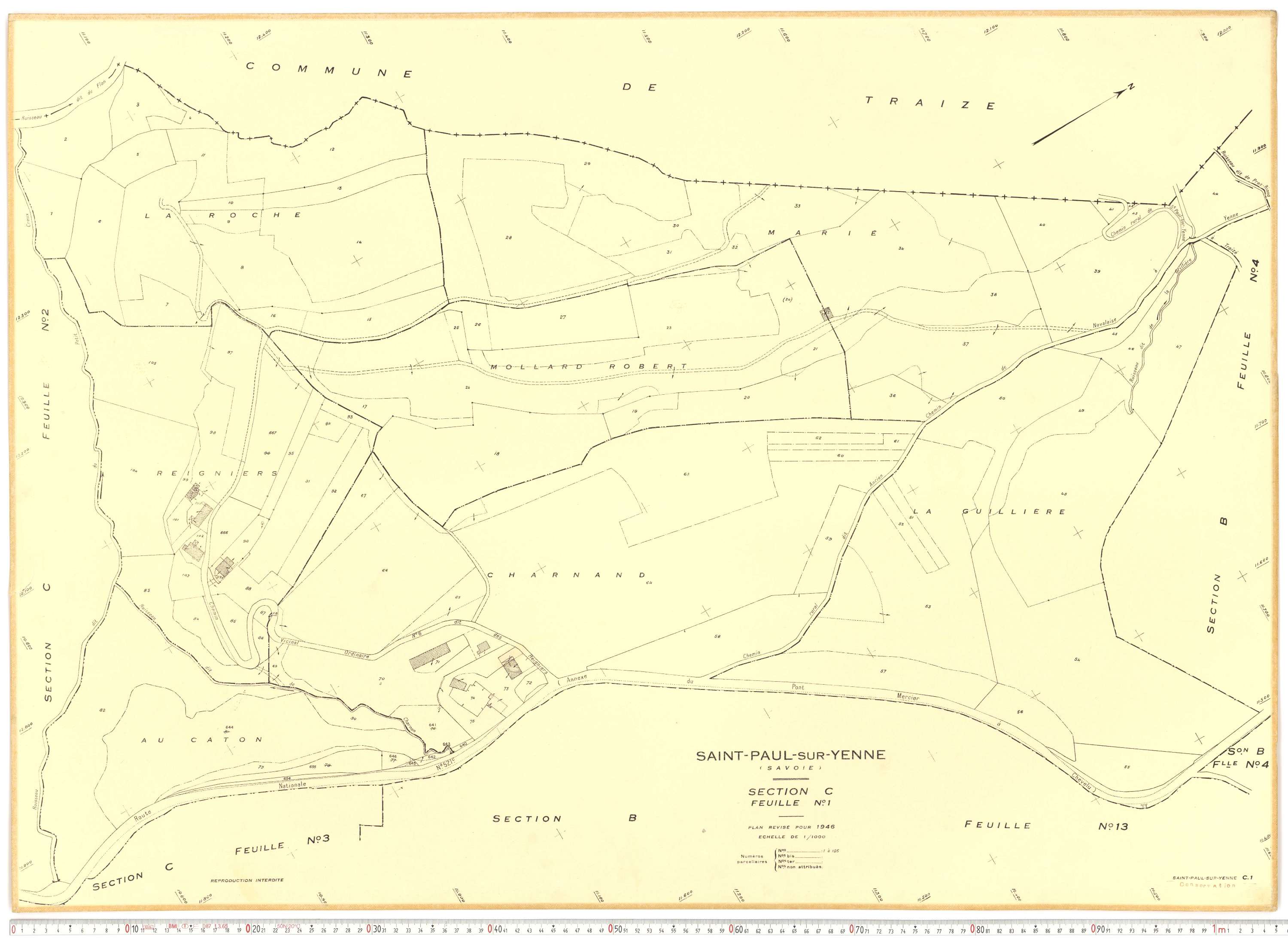 Yenne - Plans cadastraux du cadastre rénové.