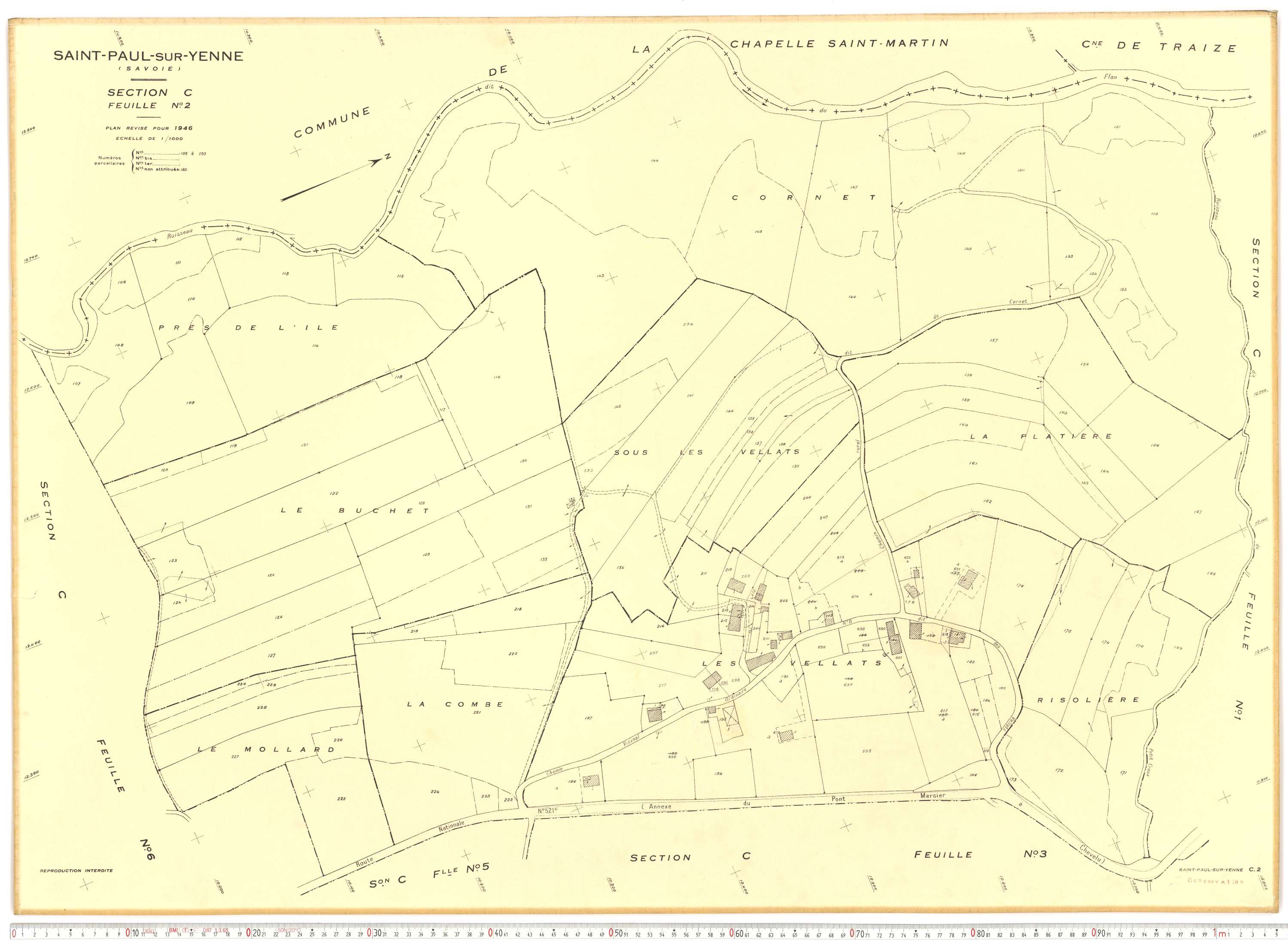 Yenne - Plans cadastraux du cadastre rénové.