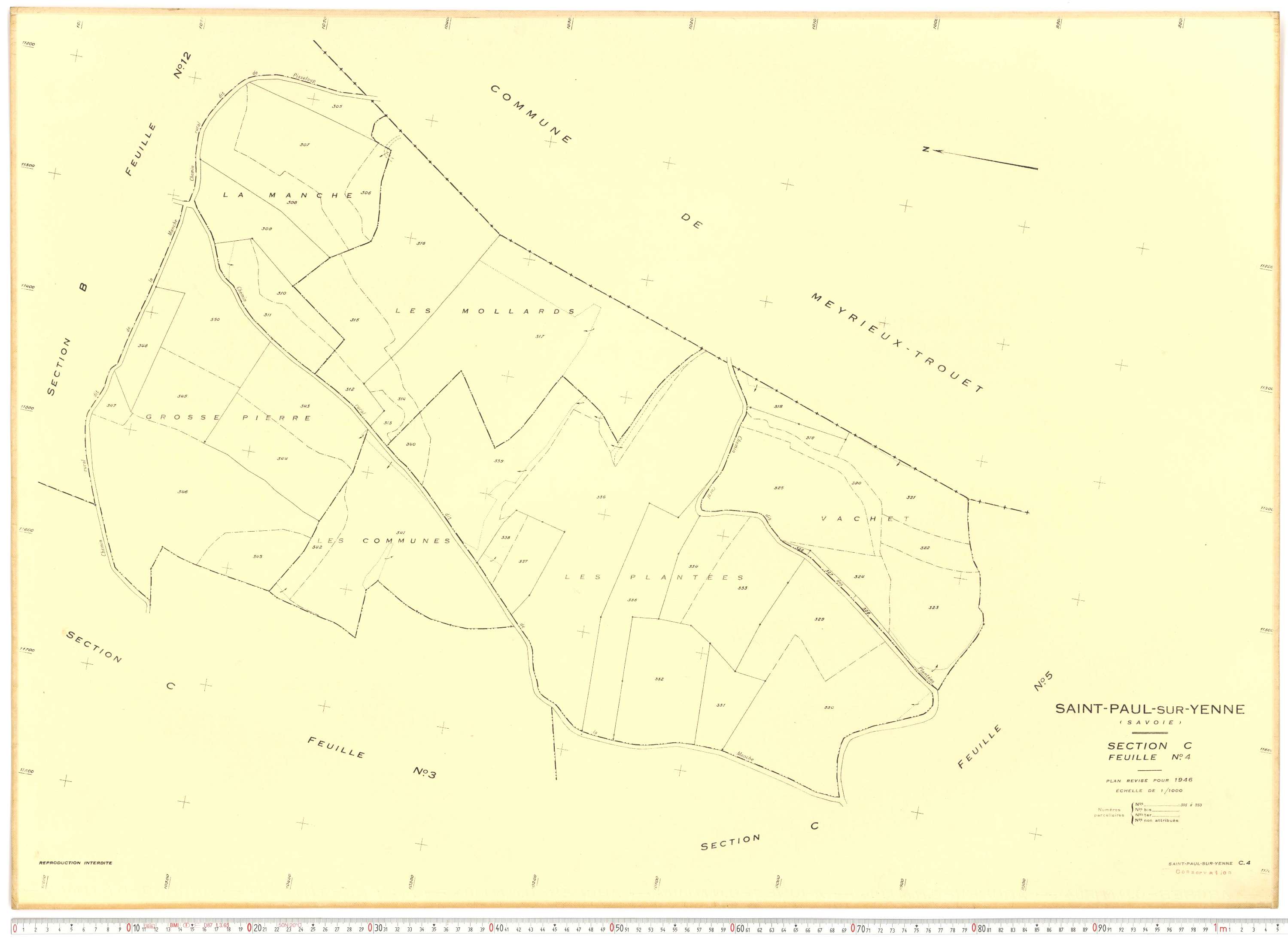 Yenne - Plans cadastraux du cadastre rénové.