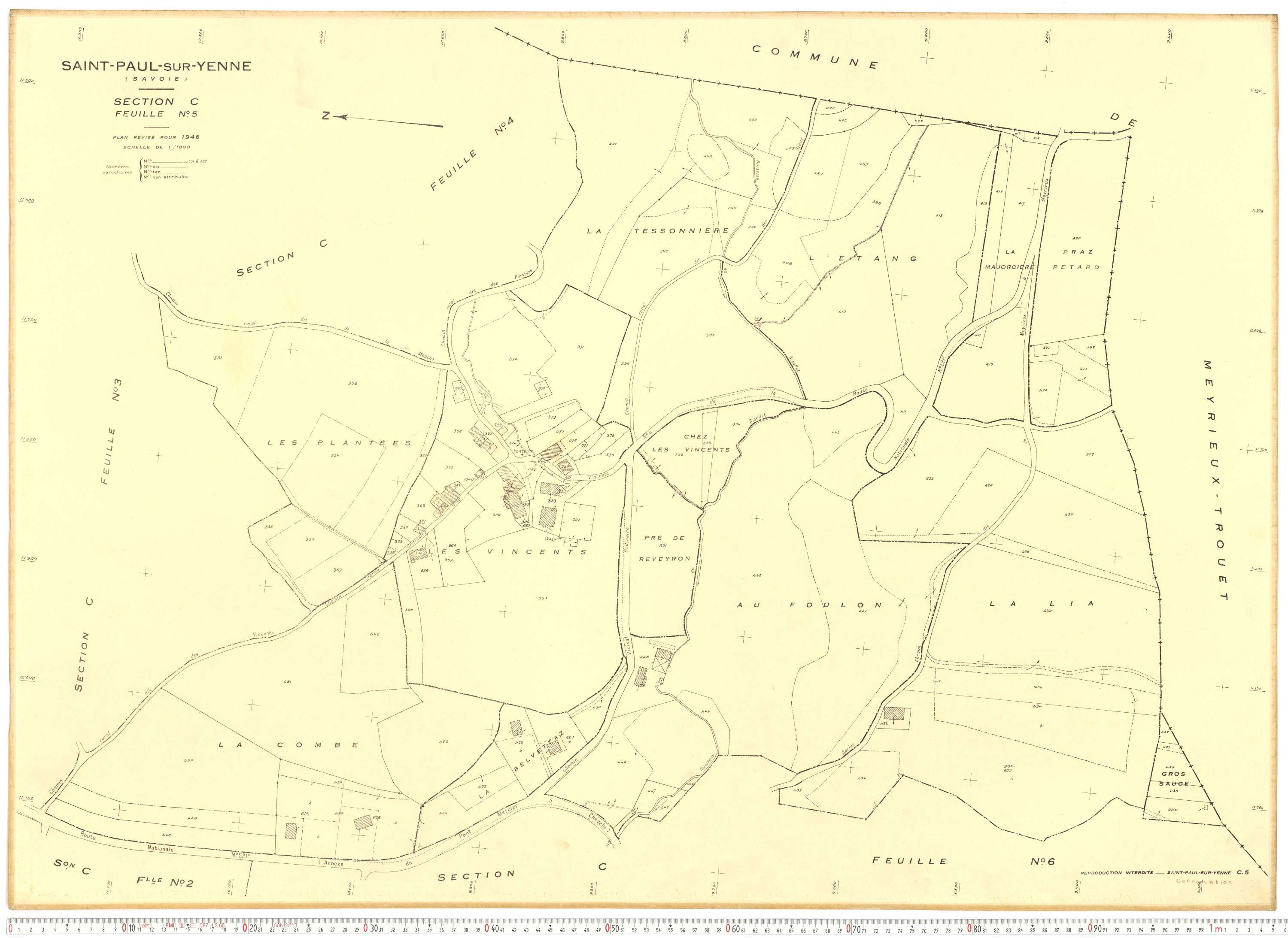 Yenne - Plans cadastraux du cadastre rénové.