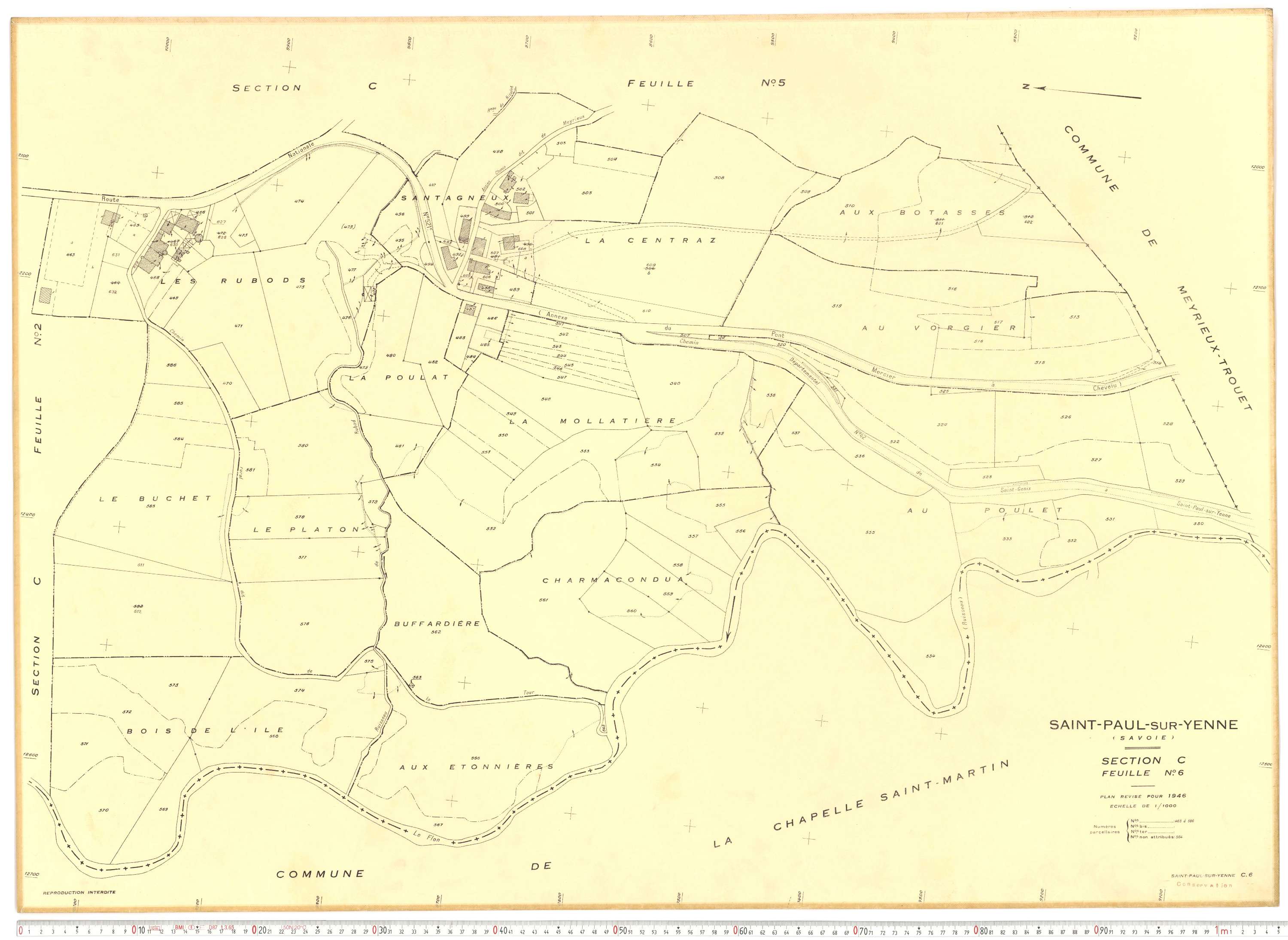 Yenne - Plans cadastraux du cadastre rénové.