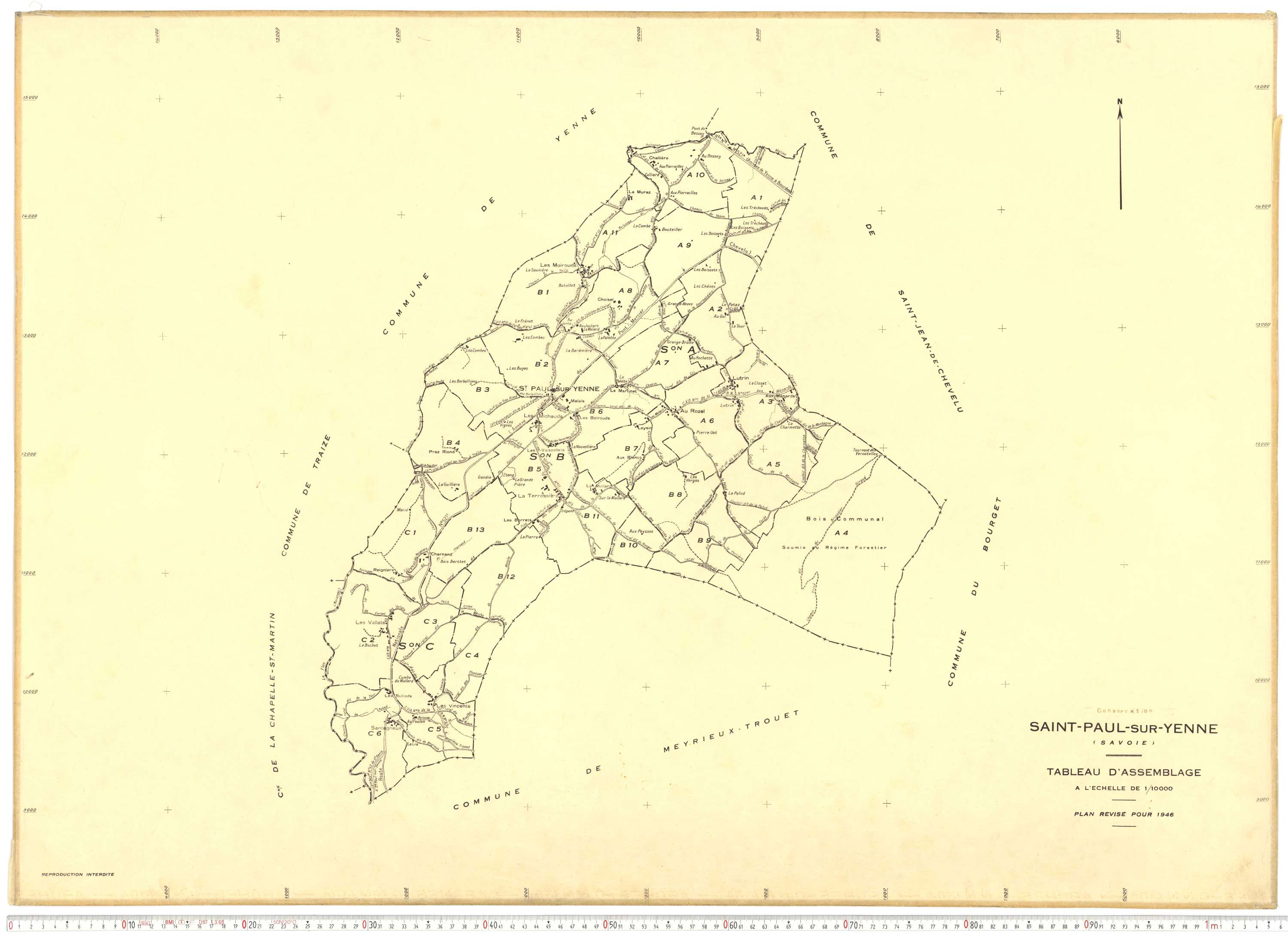 Yenne - Plans cadastraux du cadastre rénové.