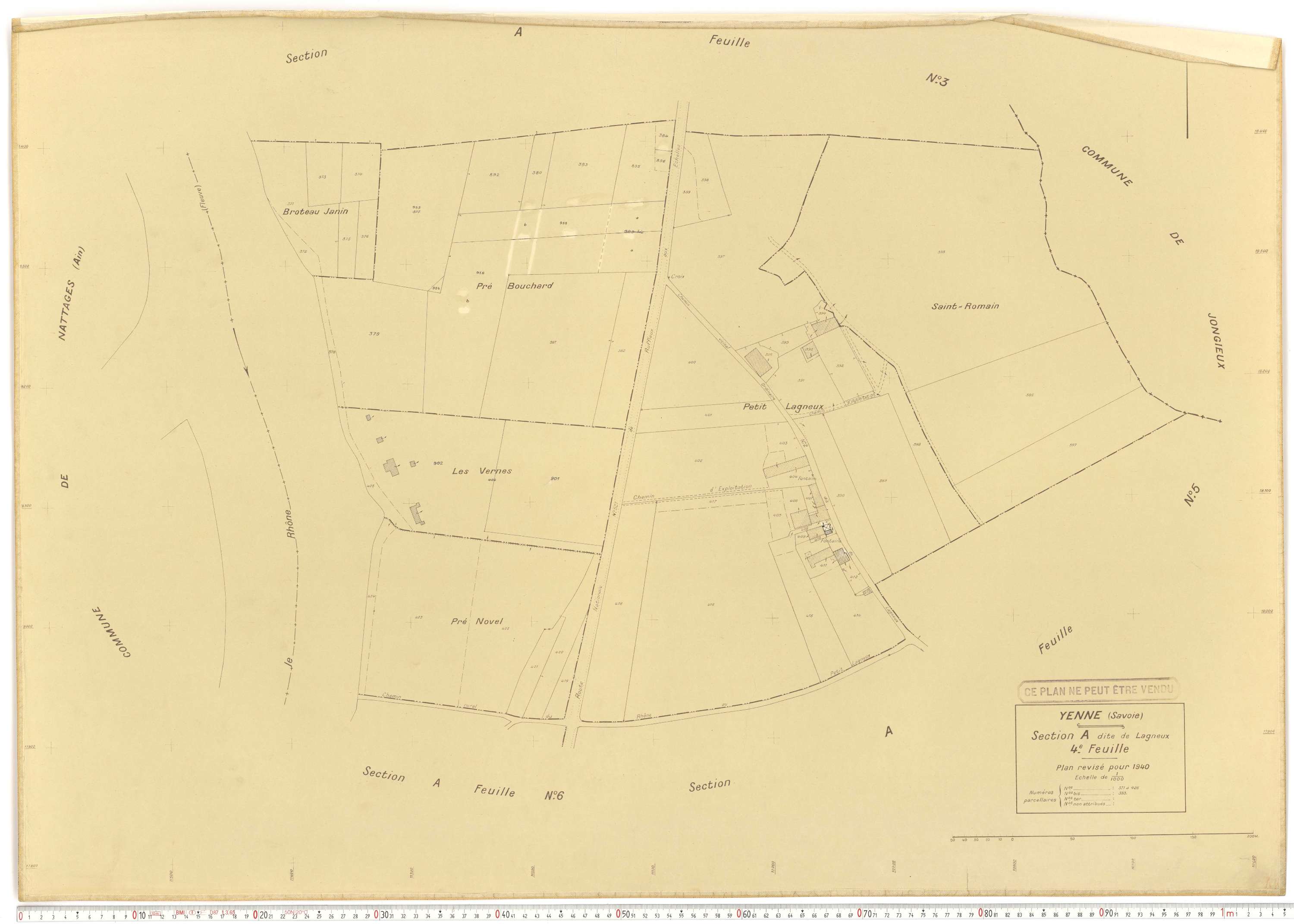 Yenne - Cadastre rénové (1940).