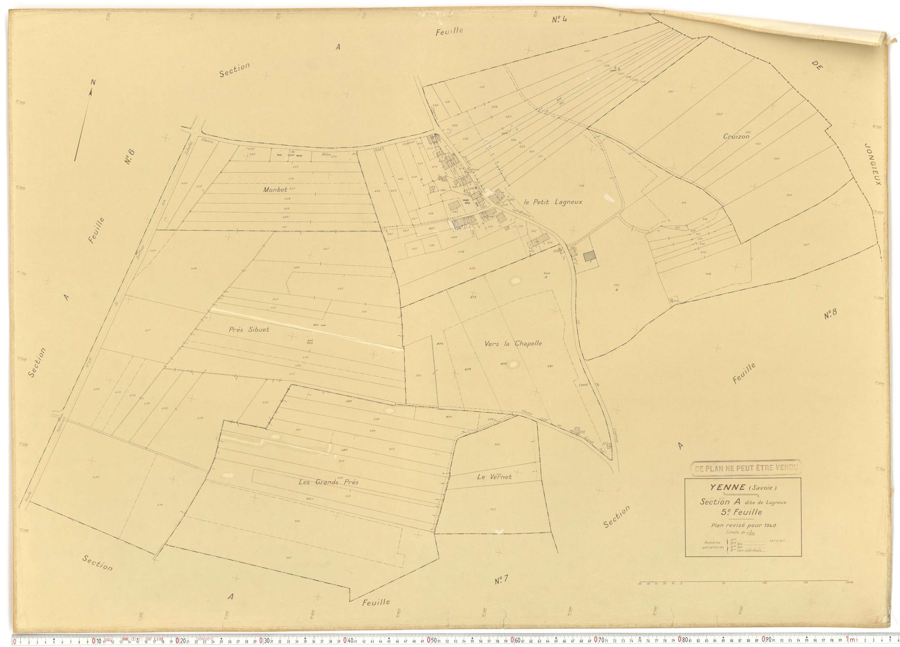 Yenne - Cadastre rénové (1940).